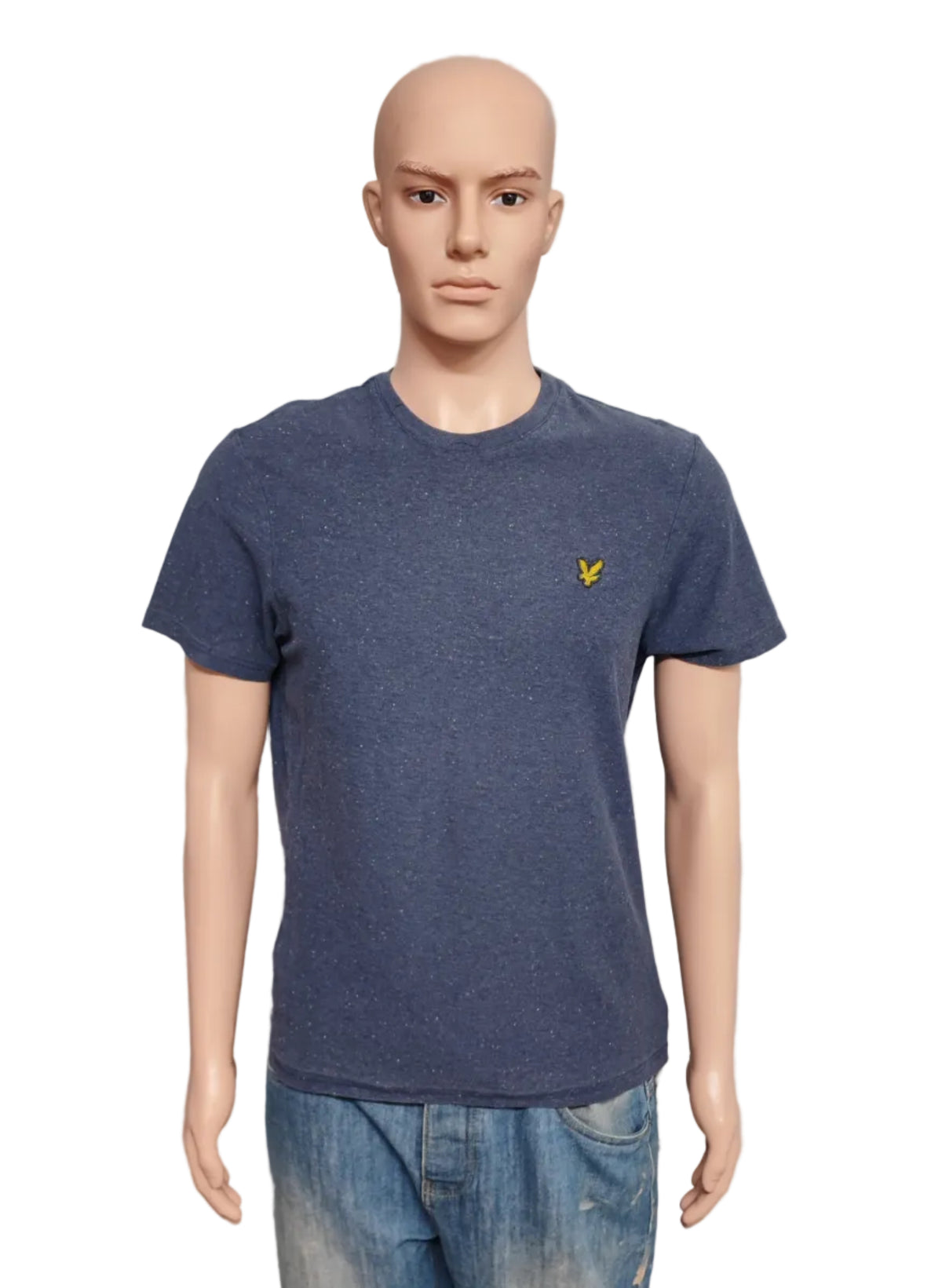 Vintage Lyle & Scott Striped T-Shirt Navy Blue Yellow Men's Size Medium M