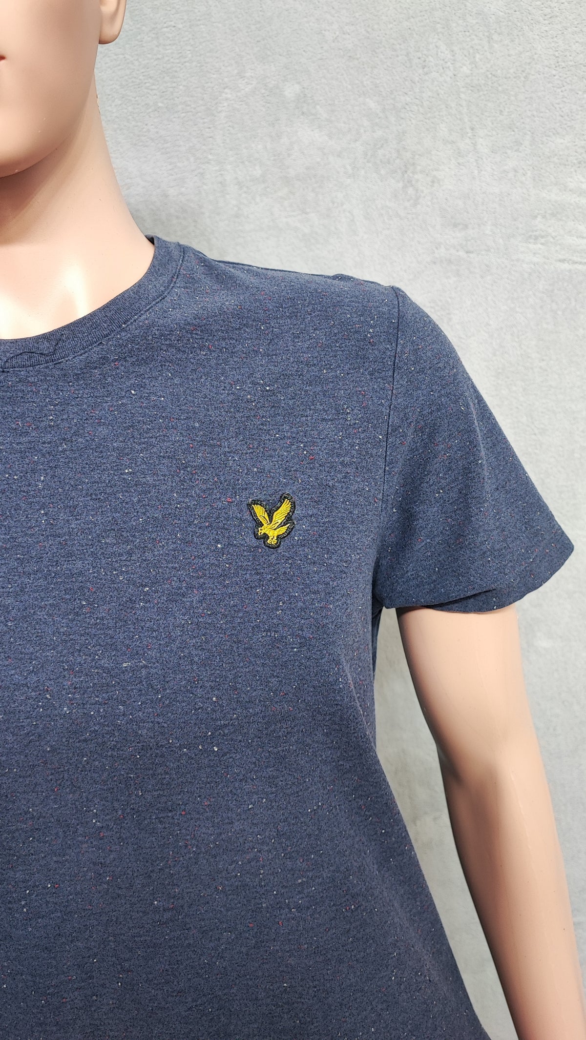 Vintage Lyle & Scott Striped T-Shirt Navy Blue Yellow Men's Size Medium M