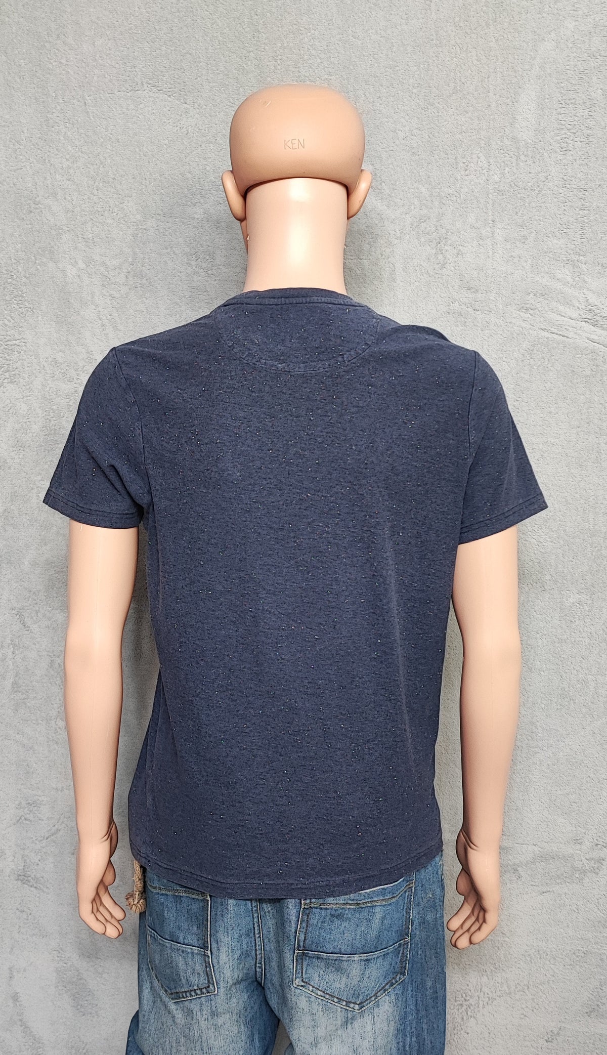 Vintage Lyle & Scott Striped T-Shirt Navy Blue Yellow Men's Size Medium M