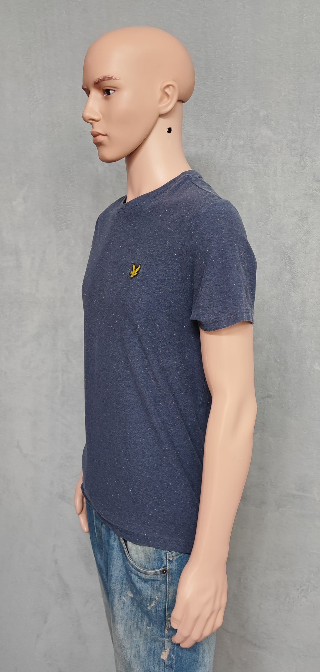 Vintage Lyle & Scott Striped T-Shirt Navy Blue Yellow Men's Size Medium M