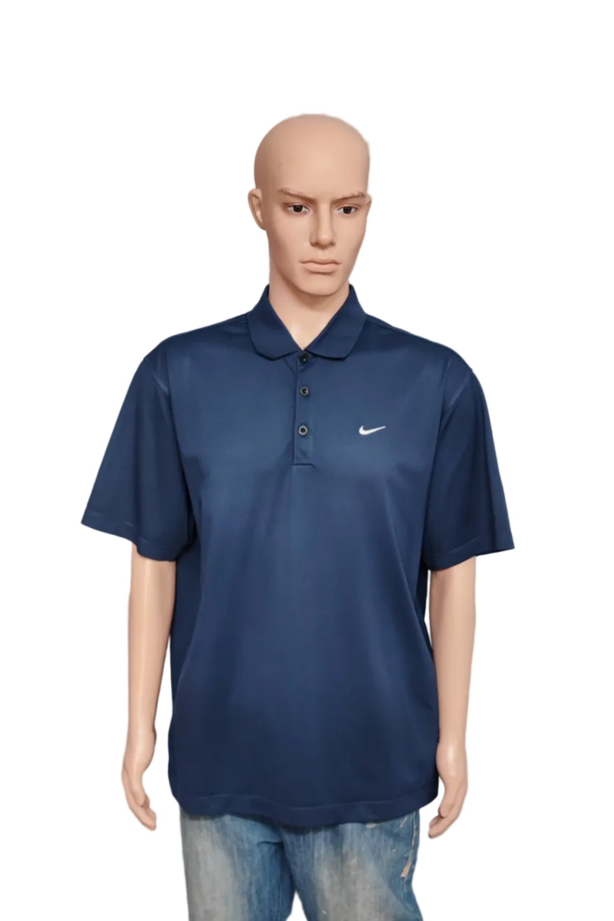 Vintage Nike Embroidered Swoosh Polo Shirt Navy Blue Retro 90s Men's Size XXL