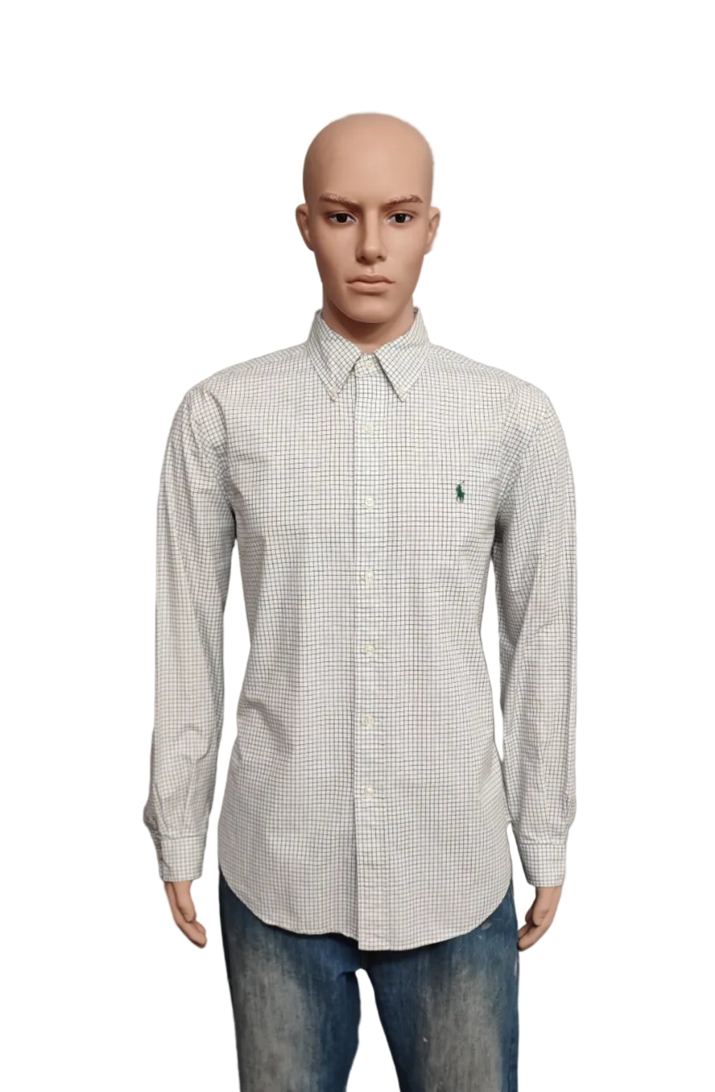 Vintage Polo Ralph Lauren Checked Long Sleeve Plaid Casual Shirt White Men's XL