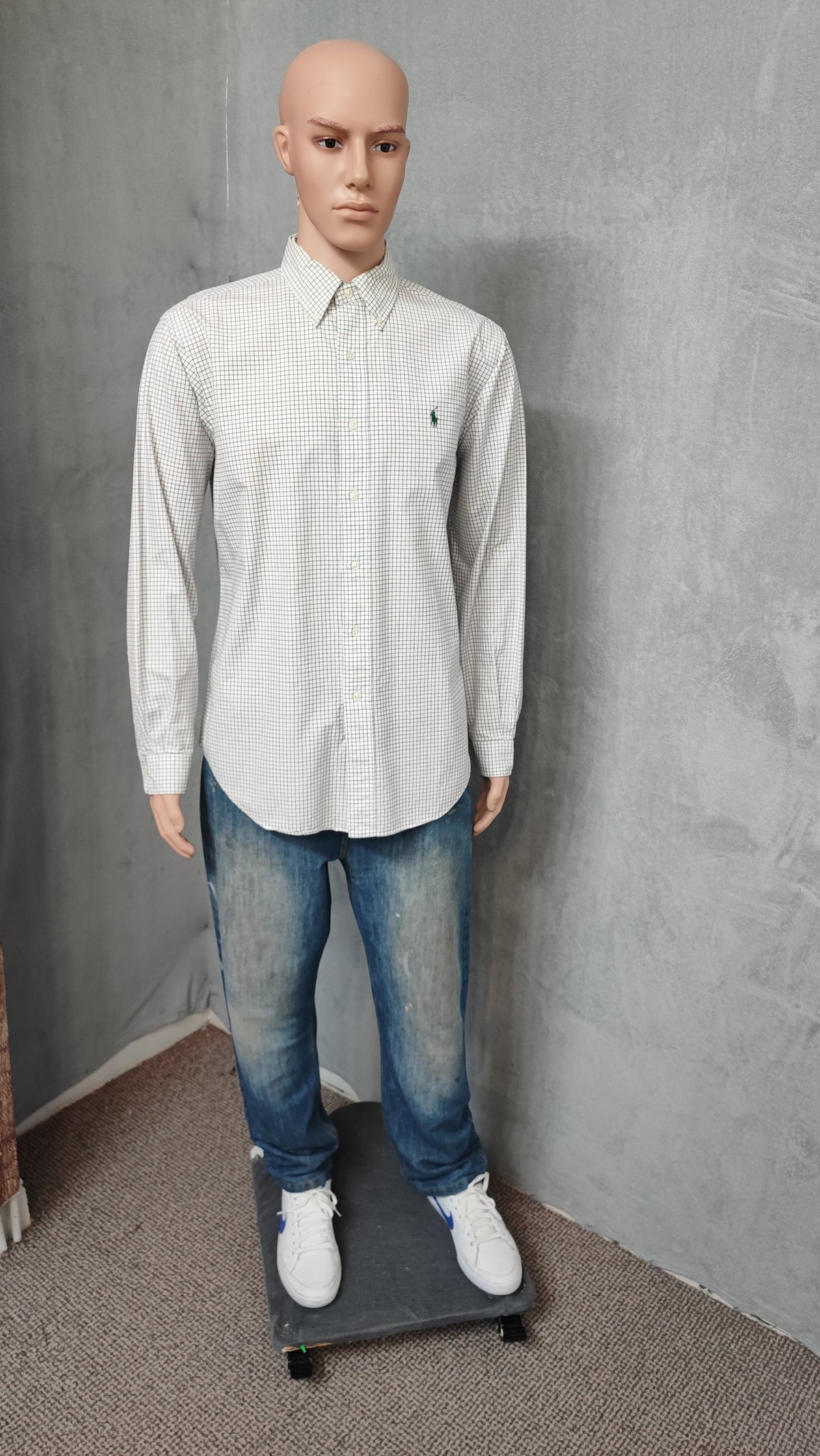 Vintage Polo Ralph Lauren Checked Long Sleeve Plaid Casual Shirt White Men's XL
