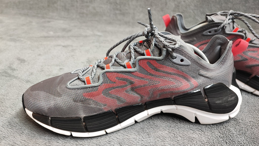 Vintage Reebok Zig Kinetica Grey Red Athletic Trainers Shoes Men Size UK 8 EU 42