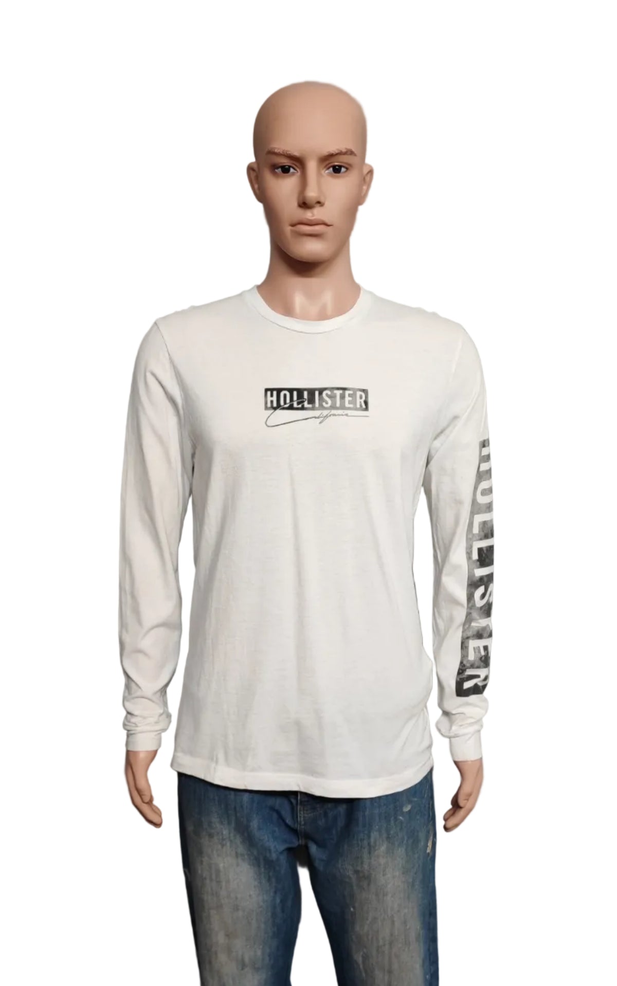 Vintage Hollister Sleeve Spellout Long Sleeve T-Shirt White Men's Size Large L