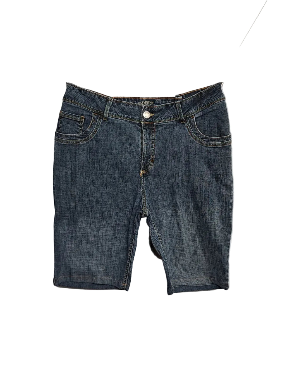 Riders by Lee Navy Denim Shorts Women Size 34 Waist High Rise Knee Length Jorts