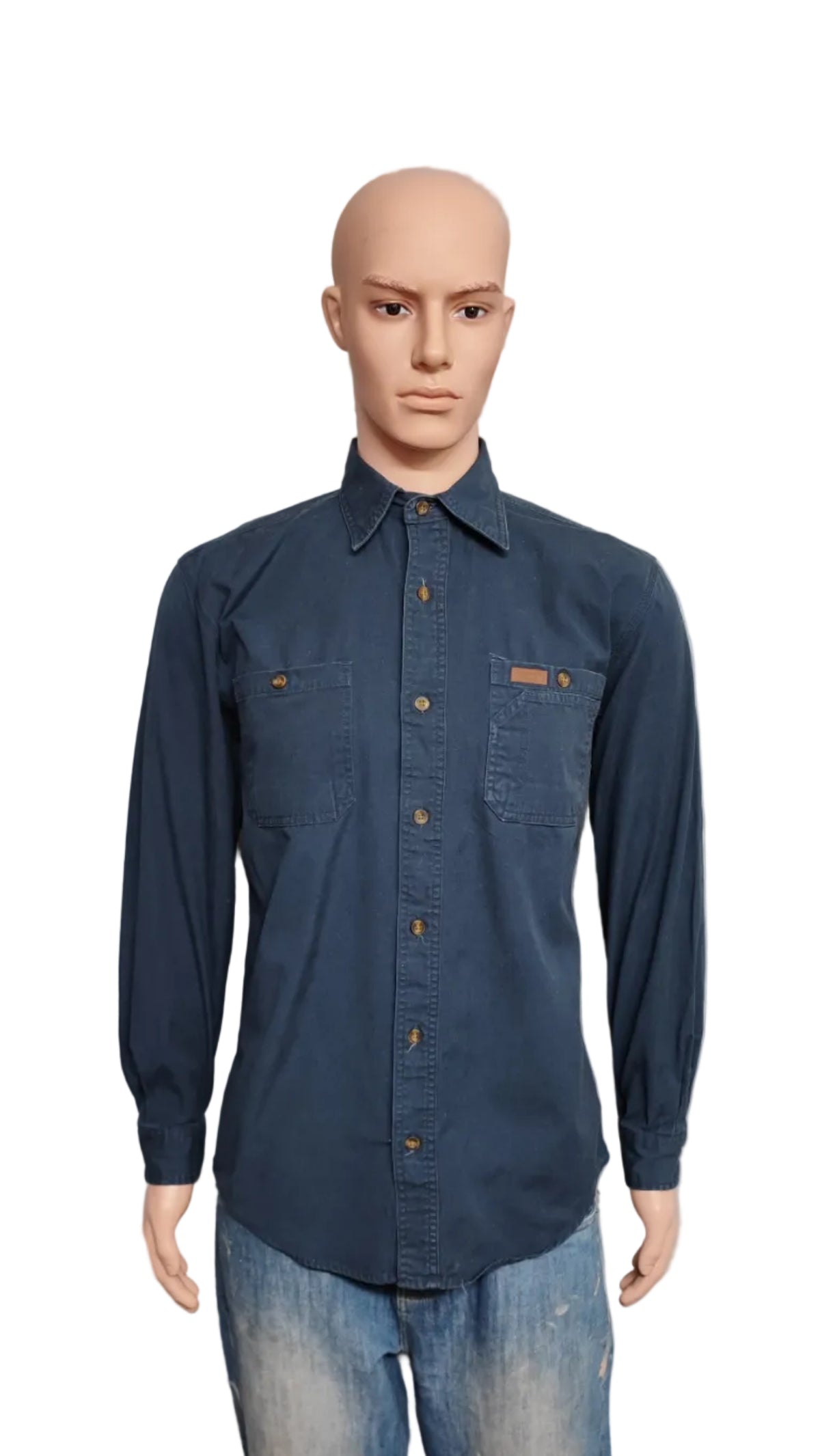 Vintage Carhartt Canvas Work Overshirt Faded Navy Blue Men's Size Small S