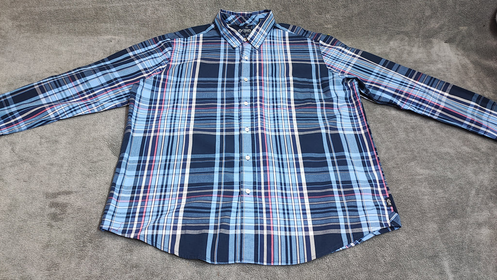Vintage Chaps Checked Long Sleeve Shirt Blue Red Men's Size XXL