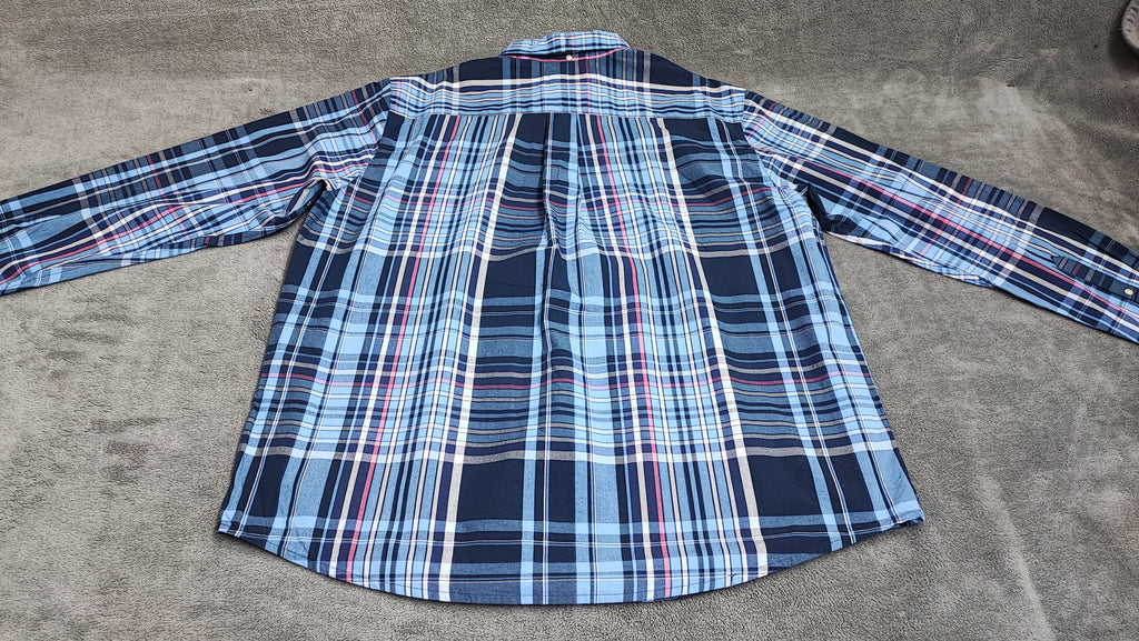 Vintage Chaps Checked Long Sleeve Shirt Blue Red Men's Size XXL