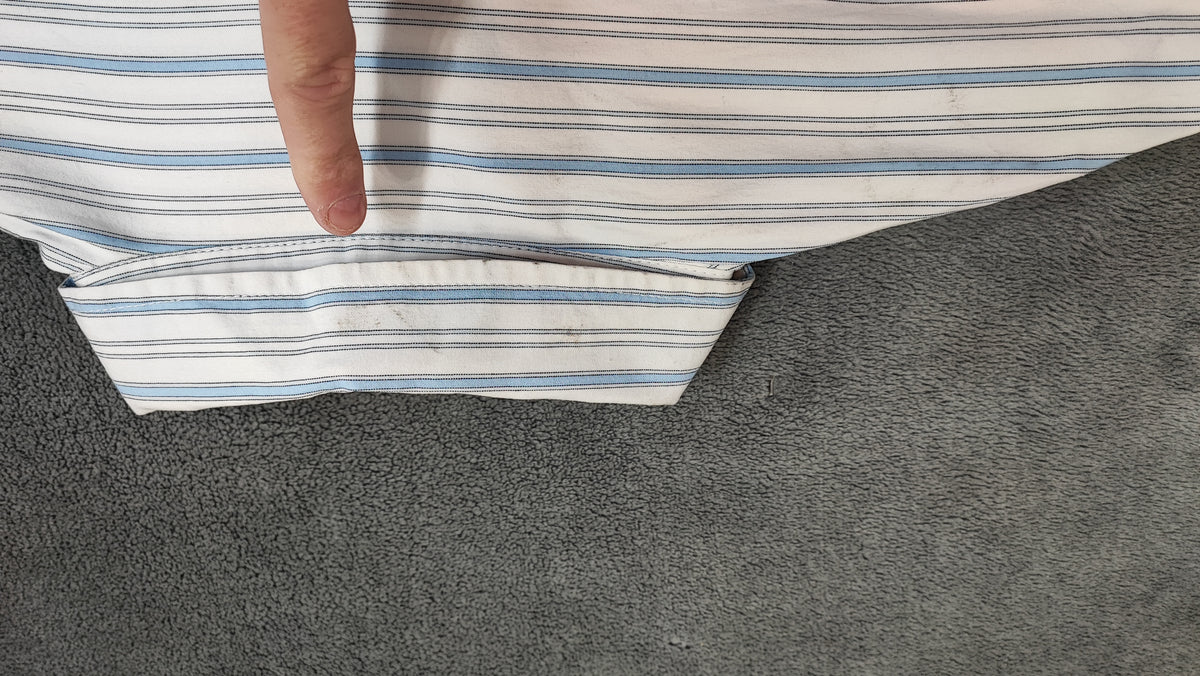 Vintage Old Navy Striped Long Sleeve Shirt Light Blue White Men's Size XL