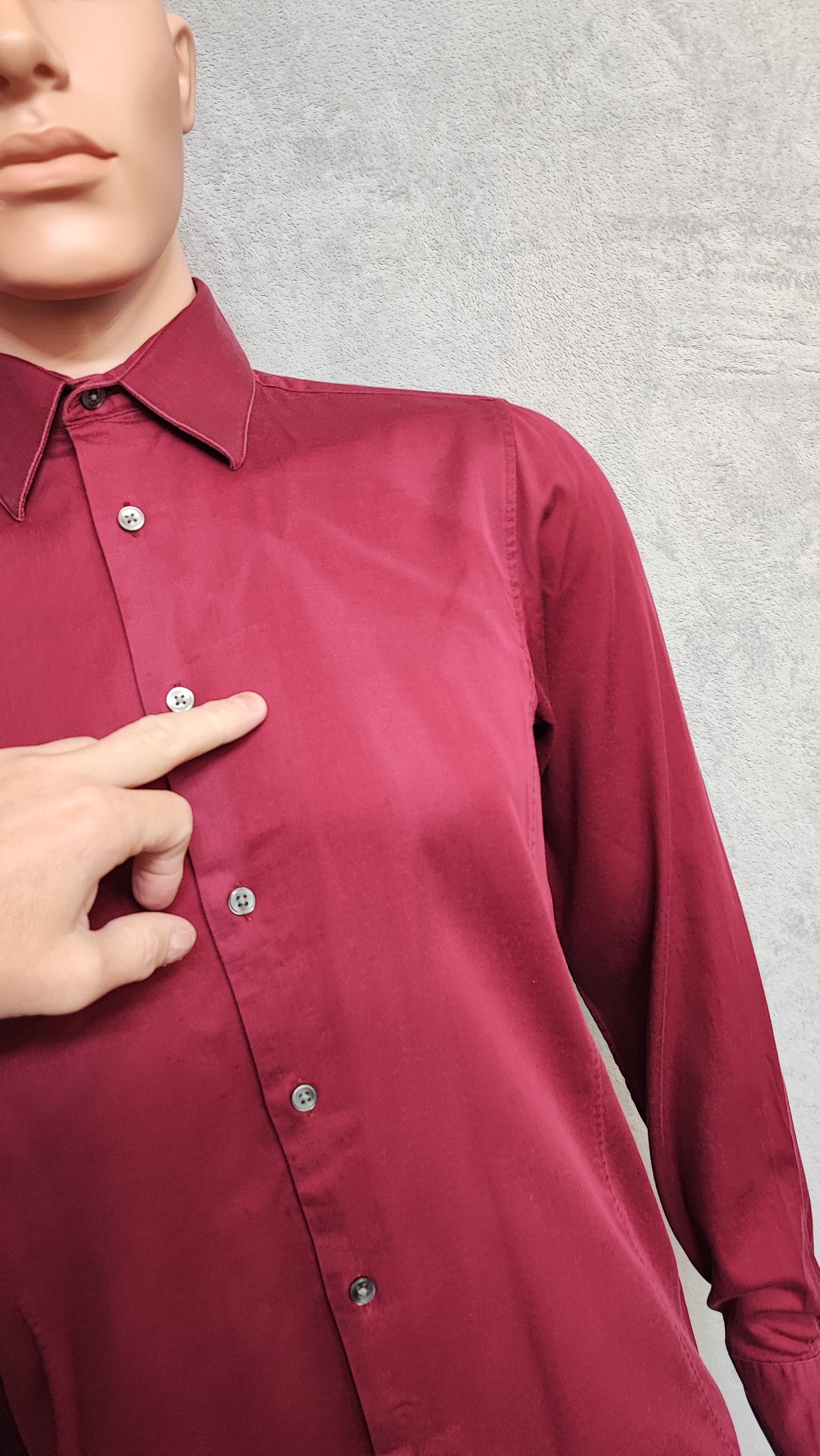 Vintage Calvin Klein Plain Long Sleeve Shirt Burgundy Men's Size Small S