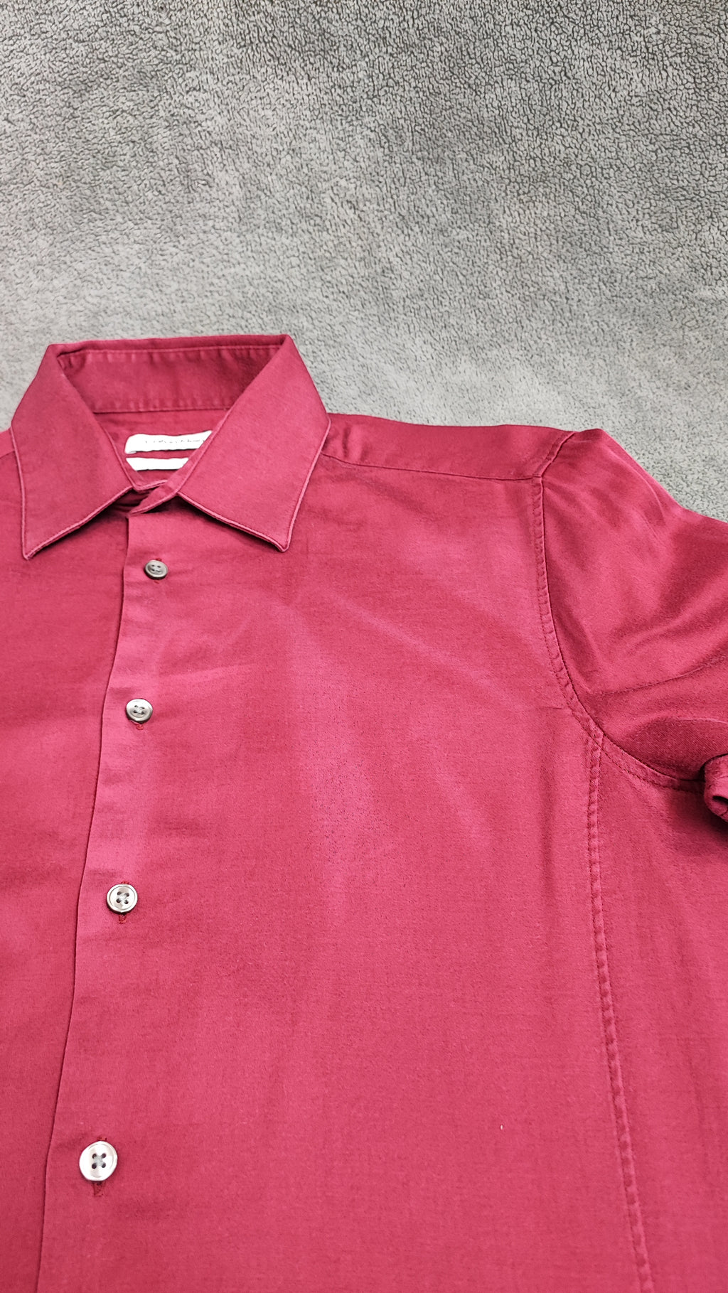 Vintage Calvin Klein Plain Long Sleeve Shirt Burgundy Men's Size Small S