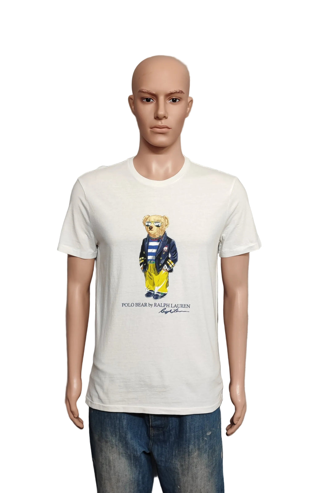Polo Ralph Lauren Nautical Bear Graphic T-Shirt White Custom Slim Fit Mens M