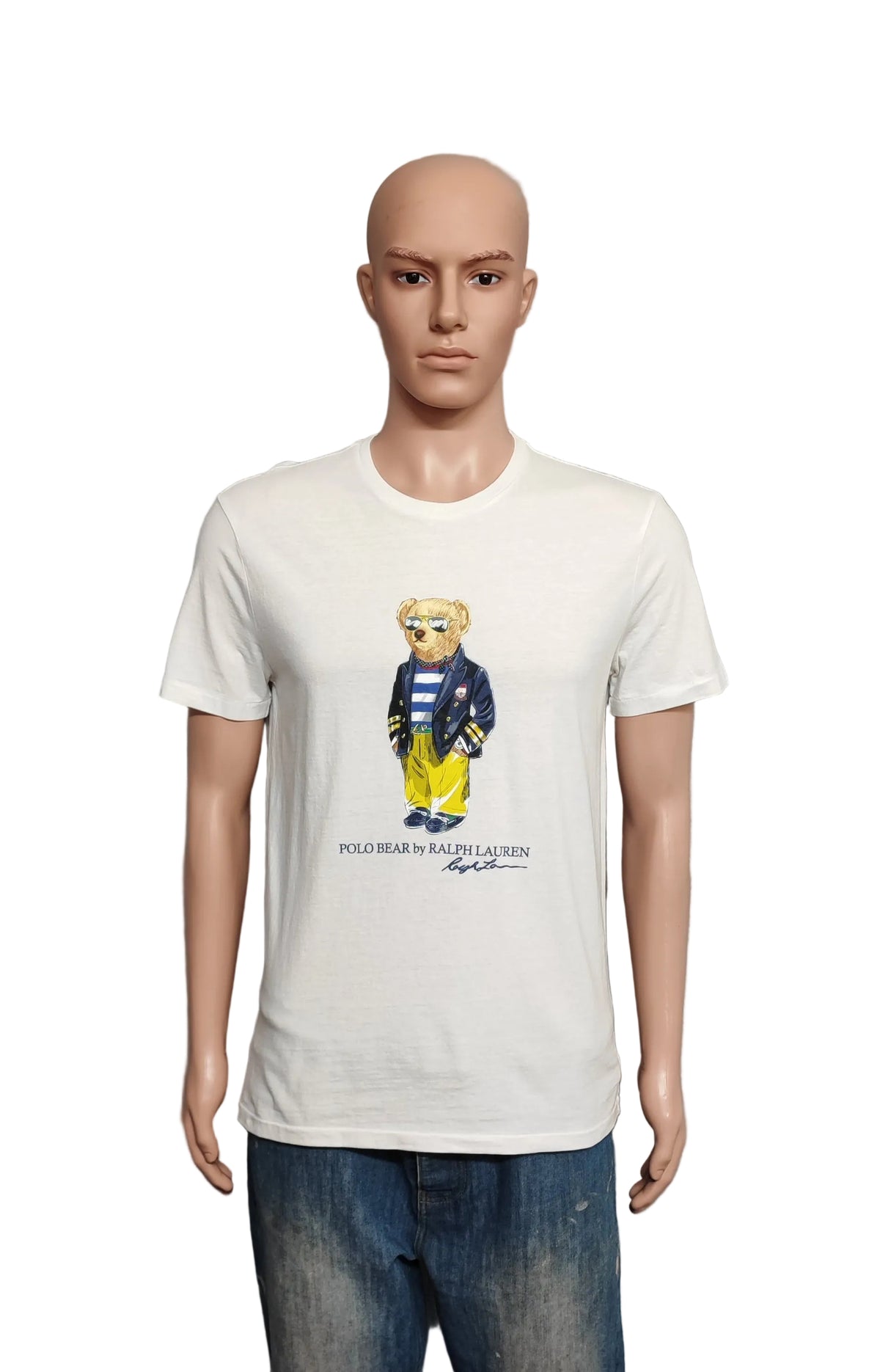 Polo Ralph Lauren Nautical Bear Graphic T-Shirt White Custom Slim Fit Mens M