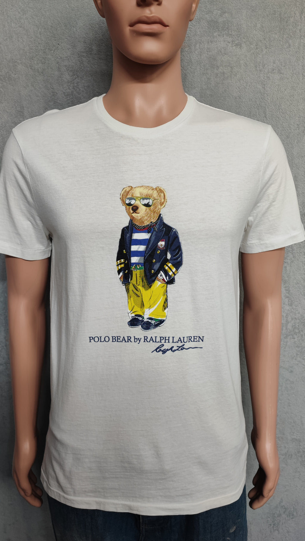 Polo Ralph Lauren Nautical Bear Graphic T-Shirt White Custom Slim Fit Mens M