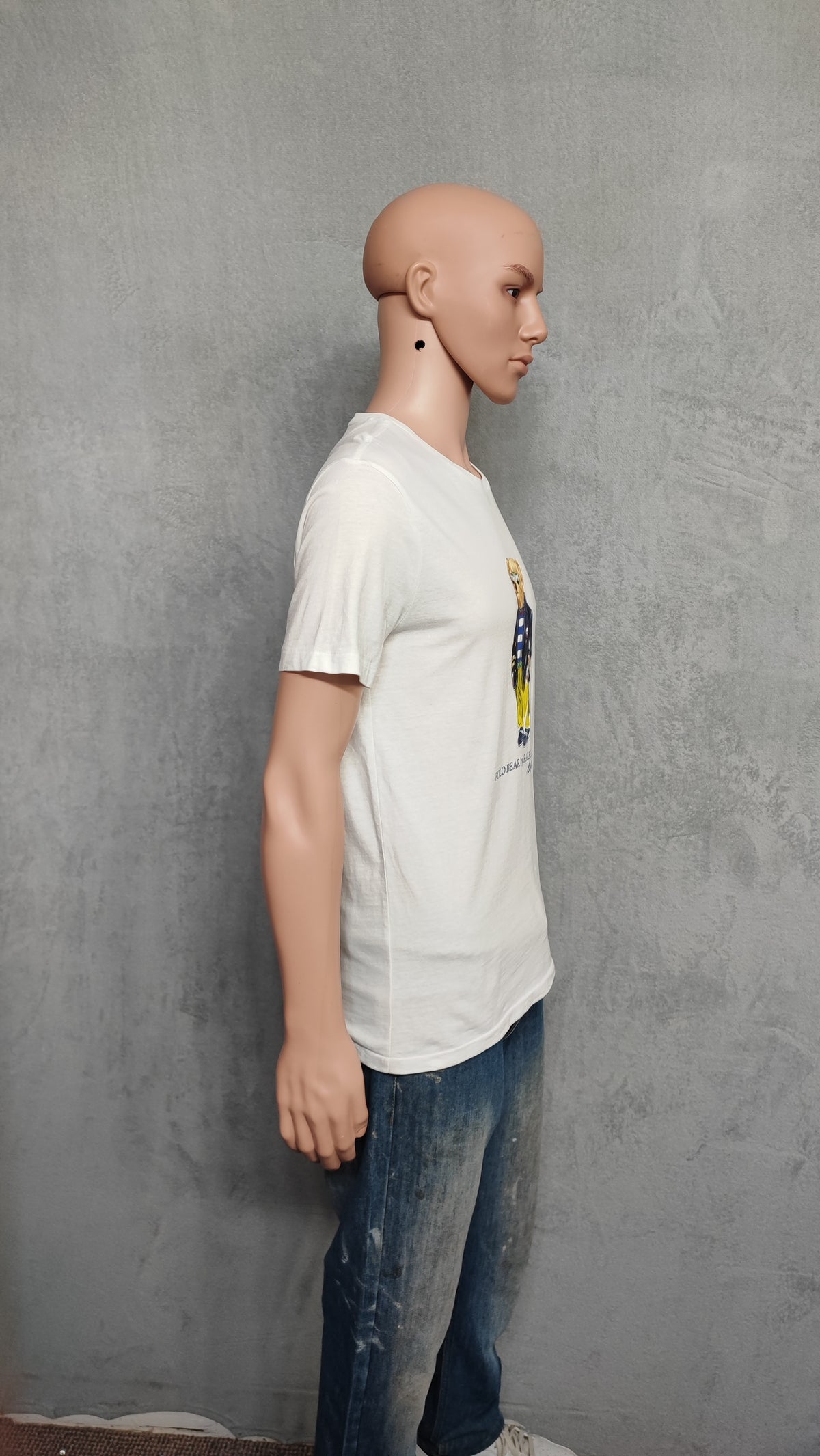 Polo Ralph Lauren Nautical Bear Graphic T-Shirt White Custom Slim Fit Mens M