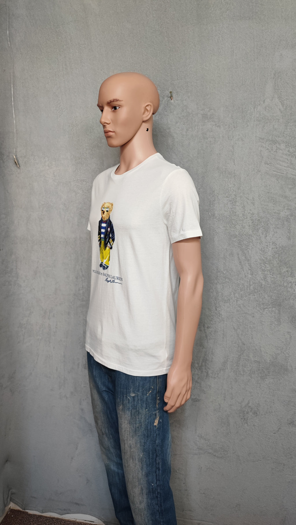 Polo Ralph Lauren Nautical Bear Graphic T-Shirt White Custom Slim Fit Mens M
