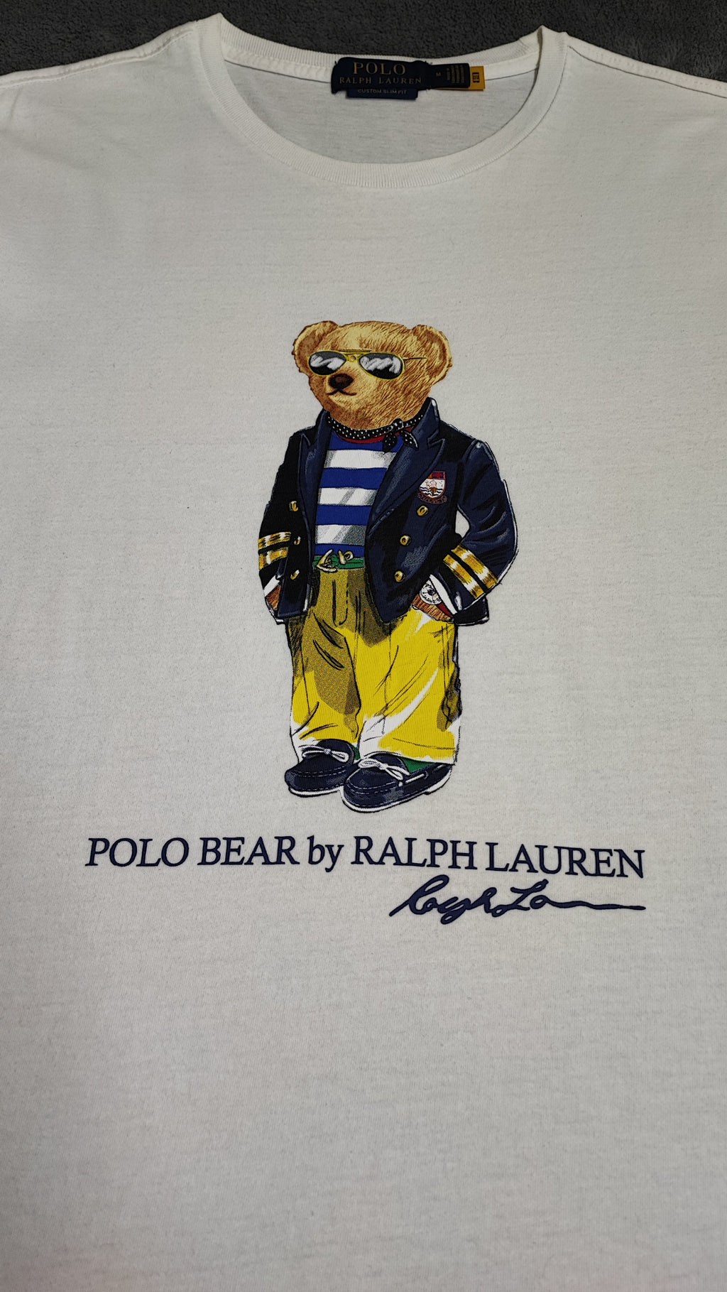 Polo Ralph Lauren Nautical Bear Graphic T-Shirt White Custom Slim Fit Mens M