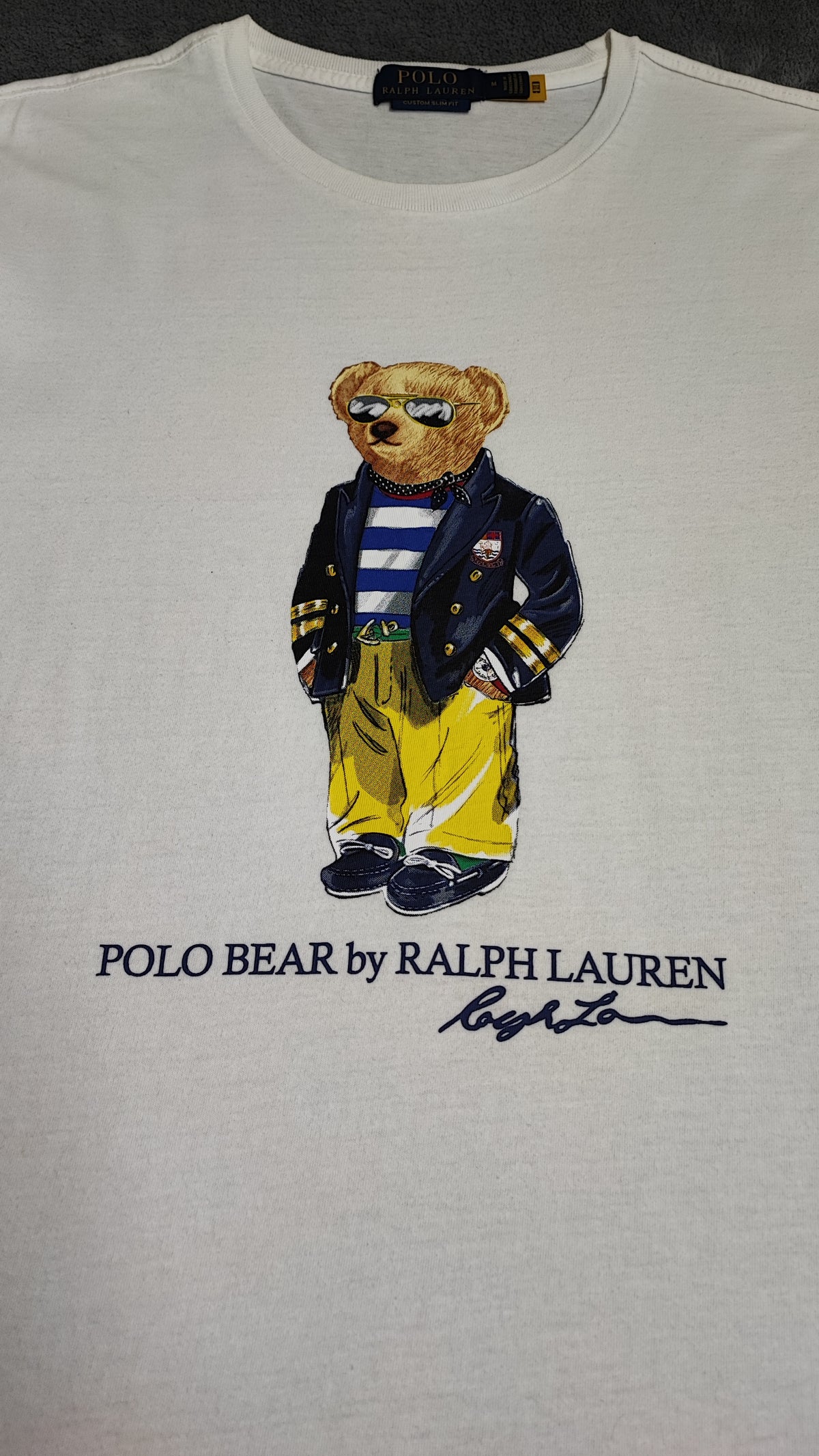Polo Ralph Lauren Nautical Bear Graphic T-Shirt White Custom Slim Fit Mens M