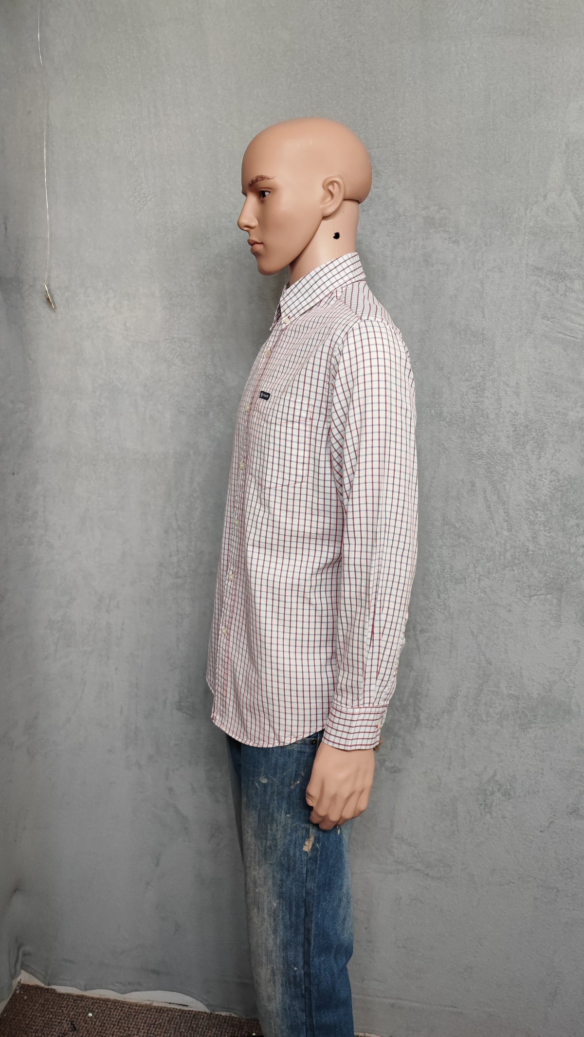 Vintage Chaps Checked Long Sleeve Shirt Red Blue Men's Size Medium M