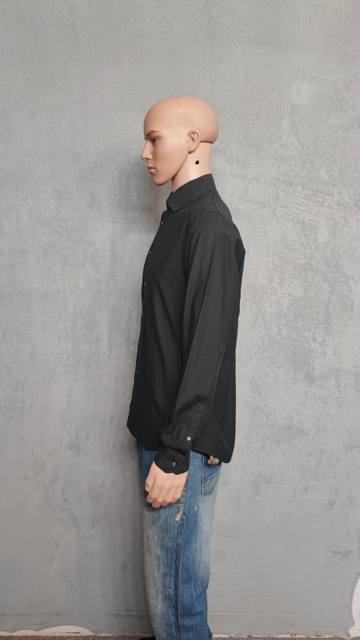 Vintage DKNY Plain Long Sleeve Shirt Solid Black Men's Size Medium M