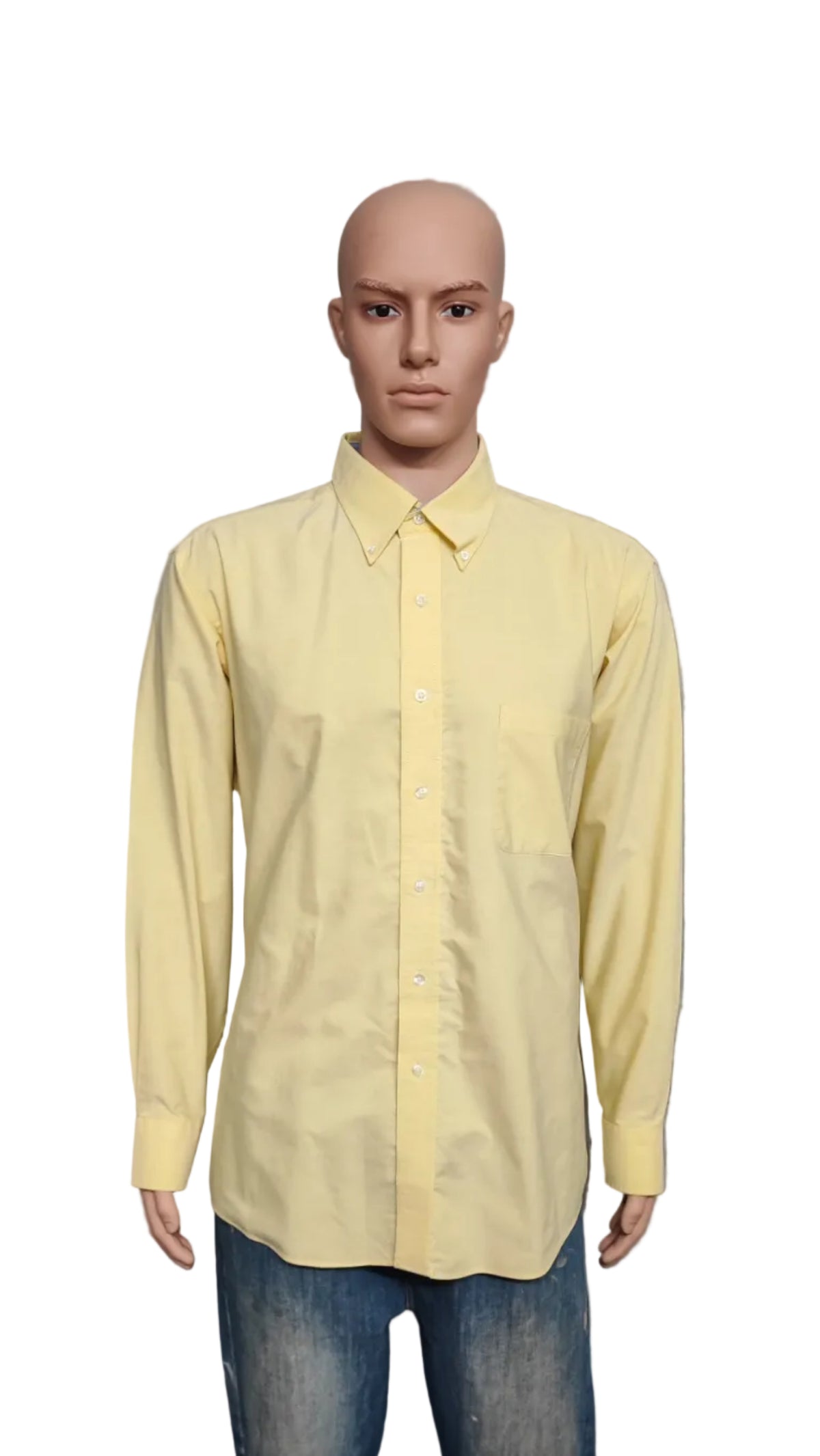 Vintage Chaps Long Sleeve Crest Logo Preppy Casual Shirt Pale Yellow Men's XXL