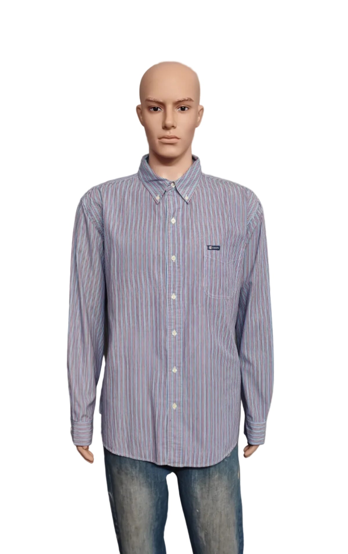 Vintage Chaps Striped Long Sleeve Shirt Blue Purple Men's Size XXL Big & Tall