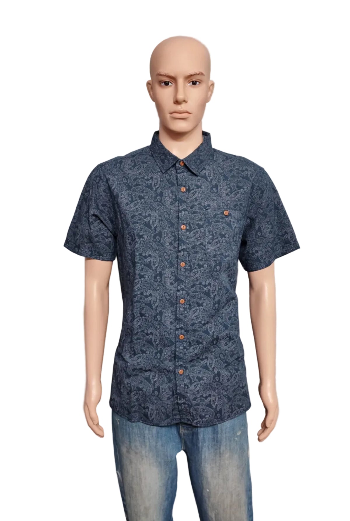 Vintage George Asda Casual Short Sleeve Shirt Blue Retro Y2K Men's Size Large L