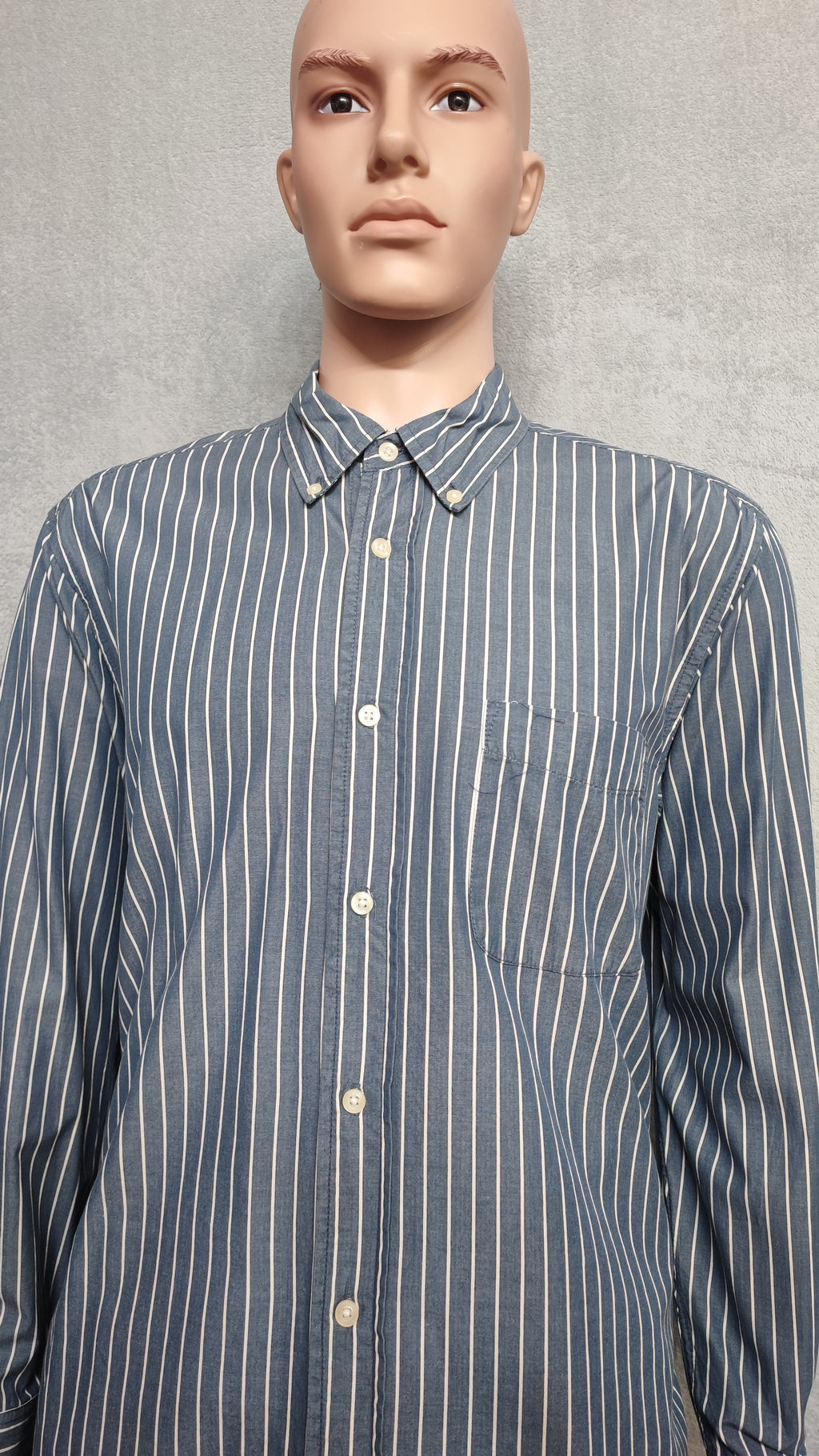 Vintage Old Navy Striped Long Sleeve Shirt Blue White Men's Size Large L