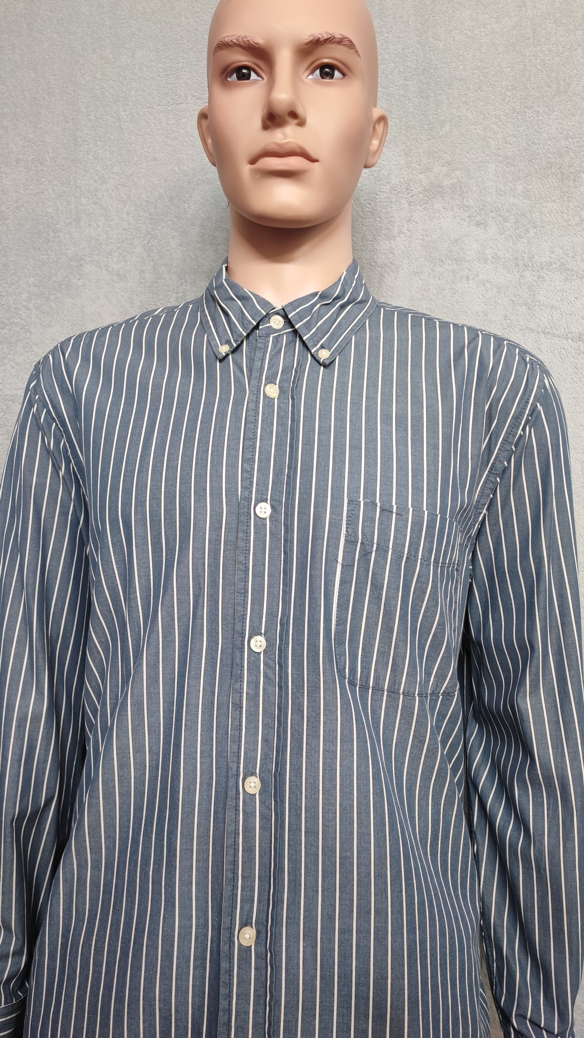 Vintage Old Navy Striped Long Sleeve Shirt Blue White Men's Size Large L