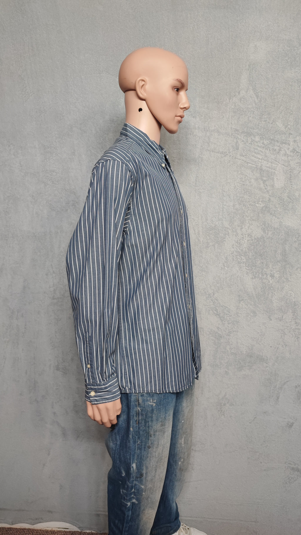 Vintage Old Navy Striped Long Sleeve Shirt Blue White Men's Size Large L
