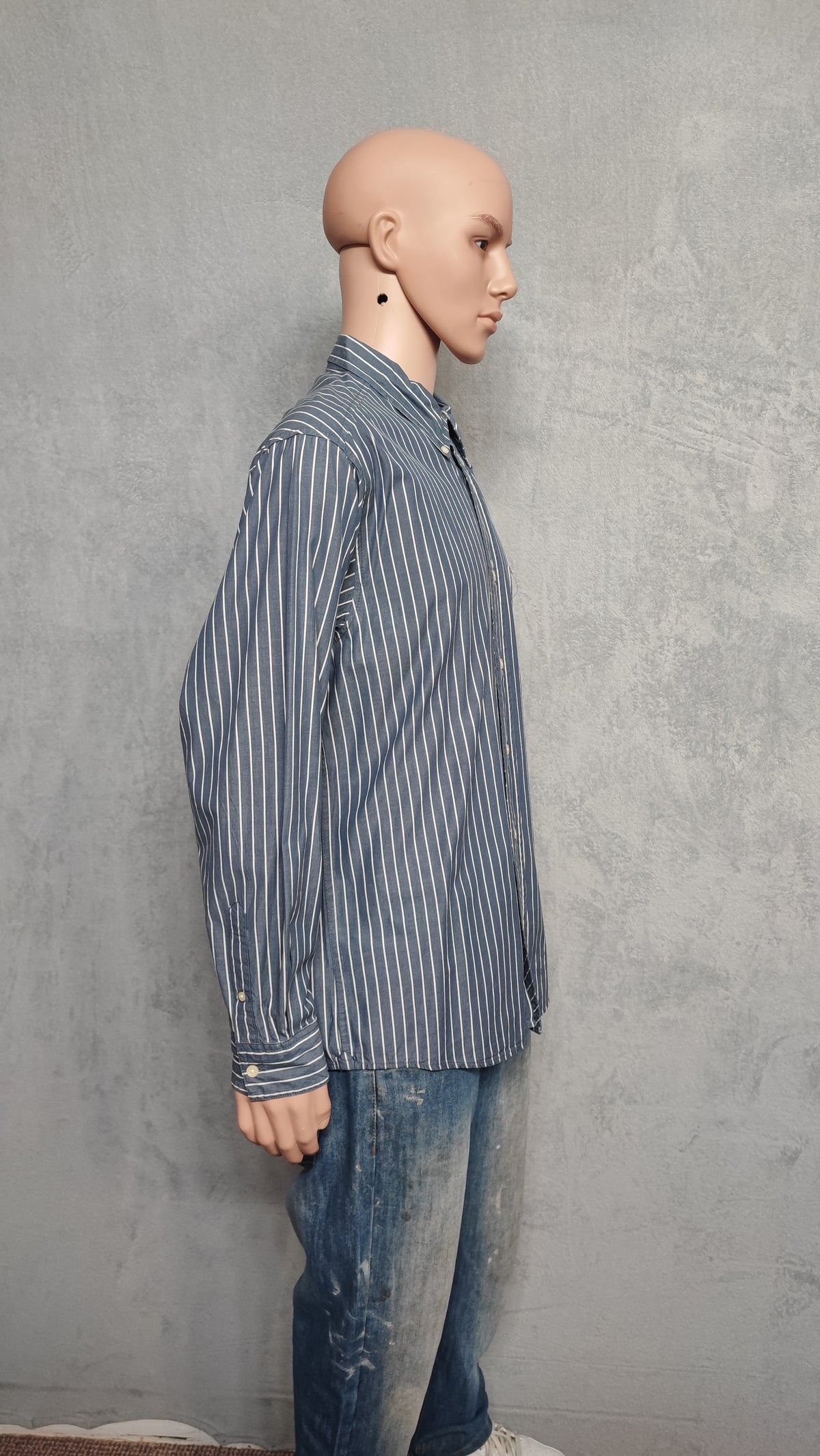 Vintage Old Navy Striped Long Sleeve Shirt Blue White Men's Size Large L