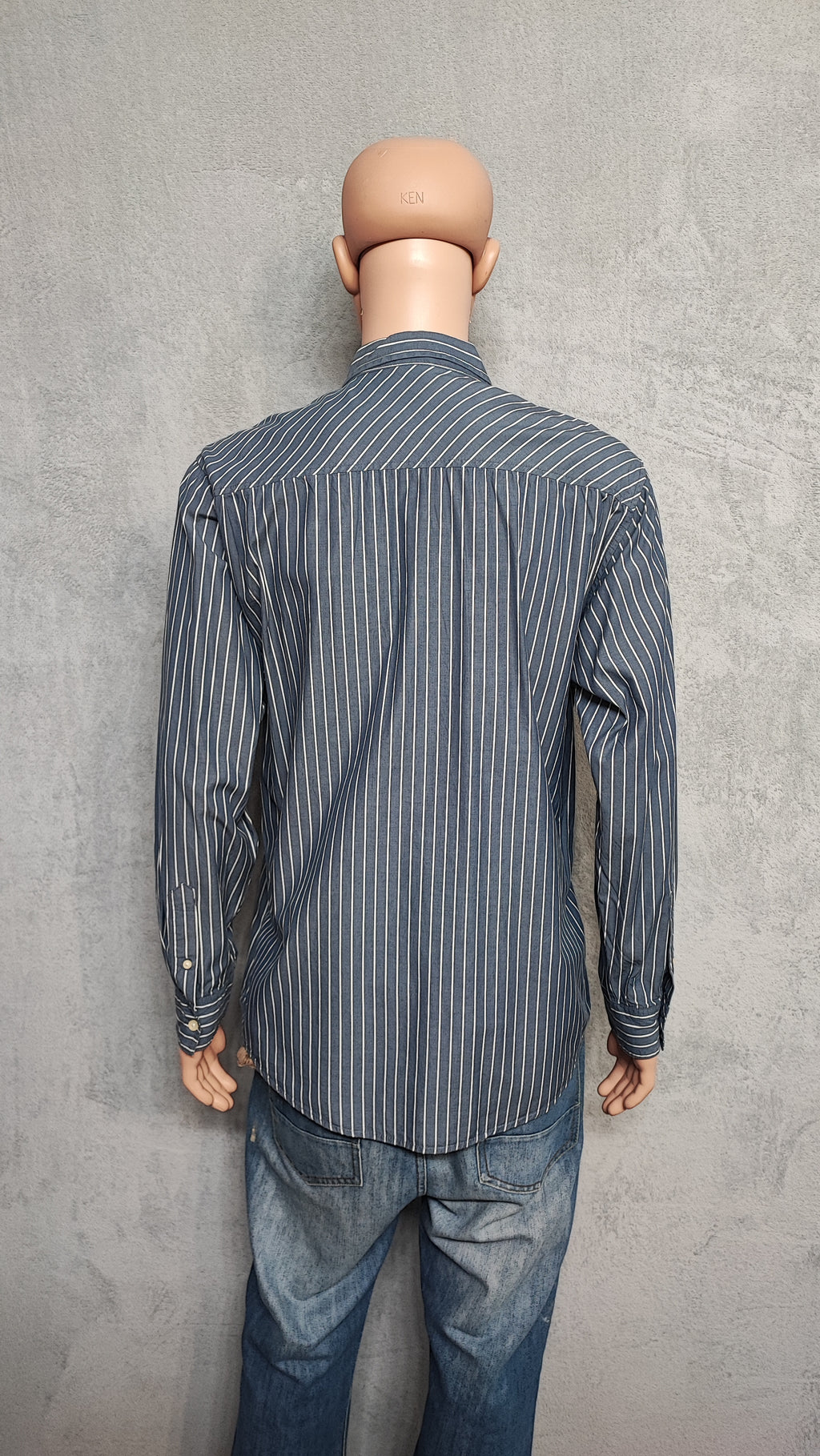 Vintage Old Navy Striped Long Sleeve Shirt Blue White Men's Size Large L