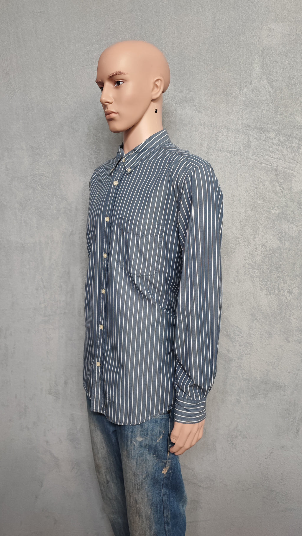 Vintage Old Navy Striped Long Sleeve Shirt Blue White Men's Size Large L