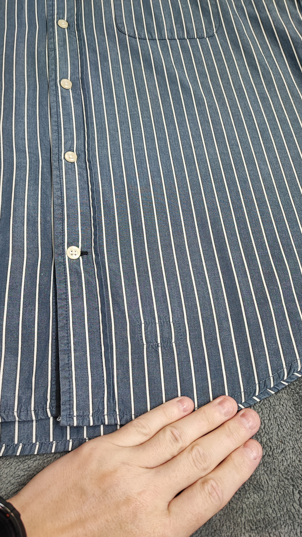 Vintage Old Navy Striped Long Sleeve Shirt Blue White Men's Size Large L
