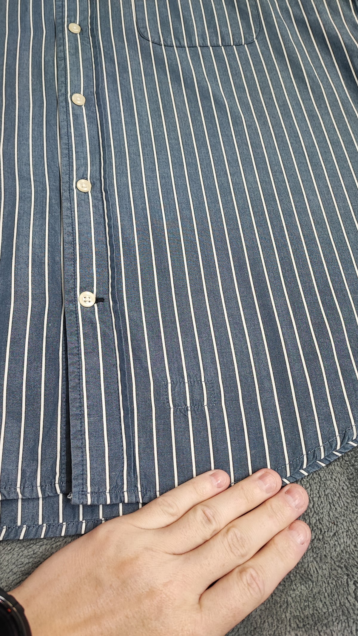 Vintage Old Navy Striped Long Sleeve Shirt Blue White Men's Size Large L