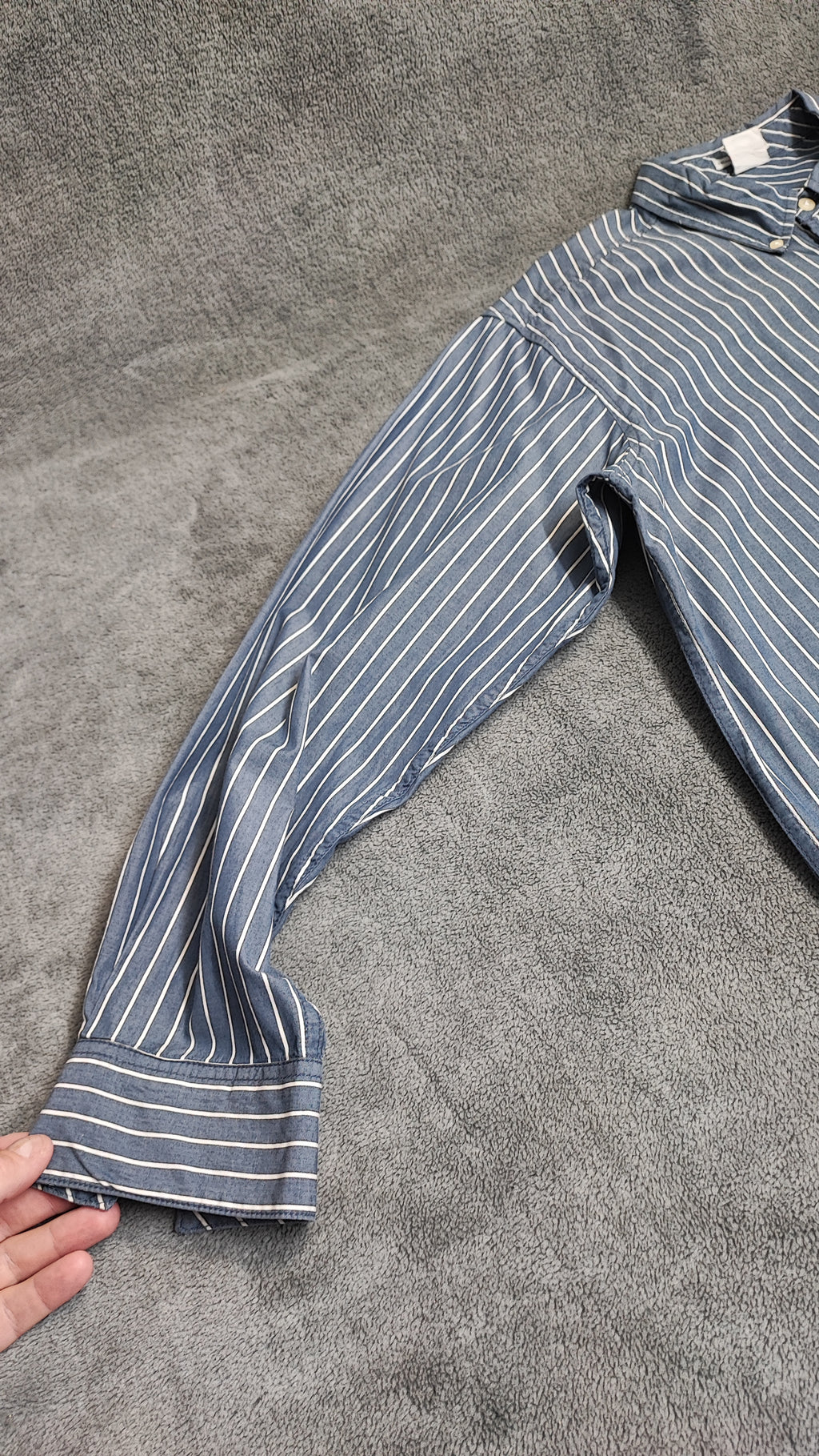 Vintage Old Navy Striped Long Sleeve Shirt Blue White Men's Size Large L