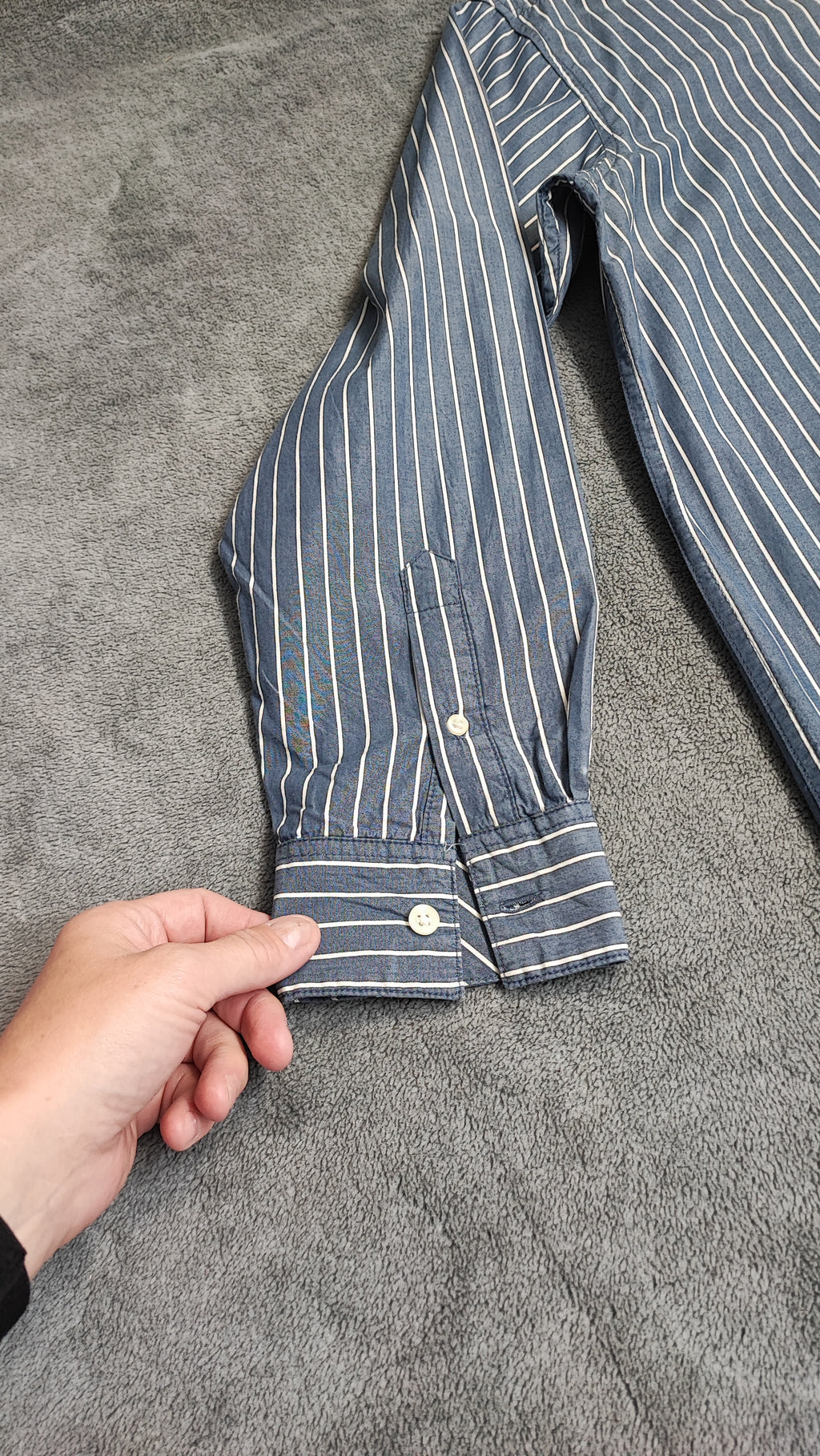 Vintage Old Navy Striped Long Sleeve Shirt Blue White Men's Size Large L