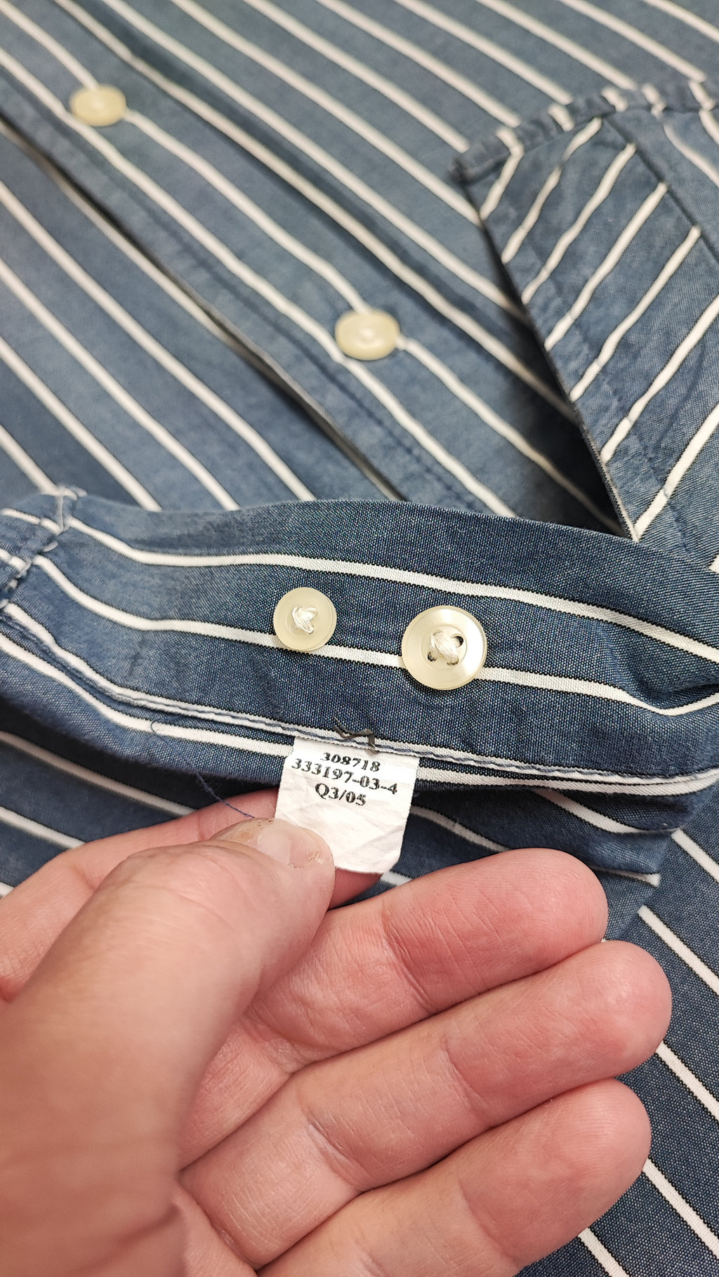 Vintage Old Navy Striped Long Sleeve Shirt Blue White Men's Size Large L