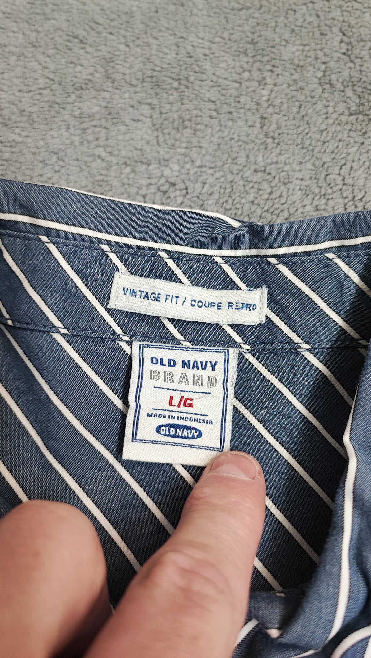 Vintage Old Navy Striped Long Sleeve Shirt Blue White Men's Size Large L