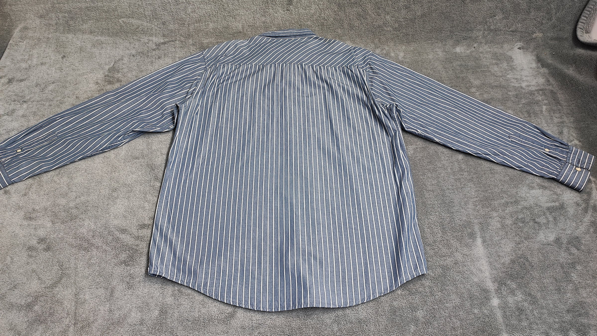 Vintage Old Navy Striped Long Sleeve Shirt Blue White Men's Size Large L