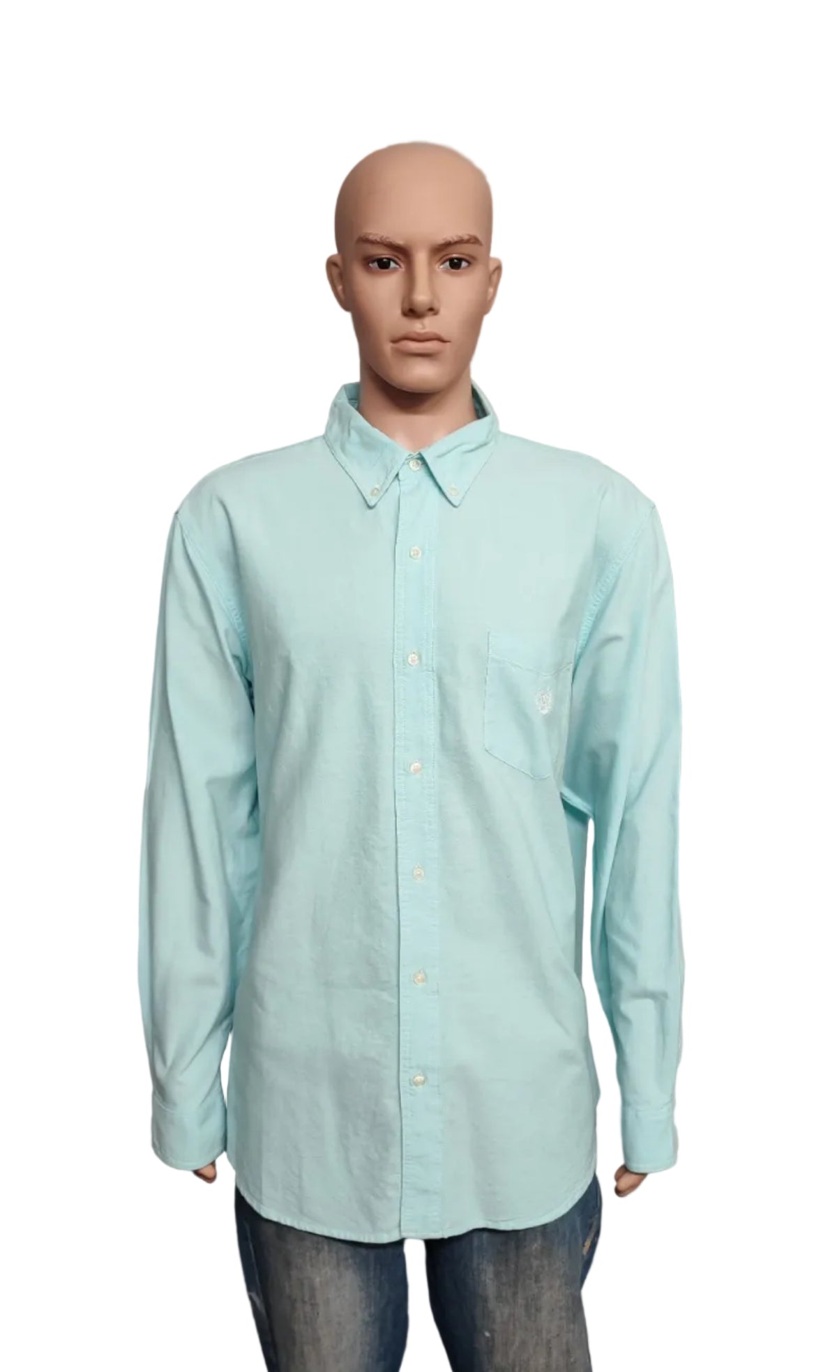 Vintage Chaps Mint Green Shirt XXL Pastel Cotton Long Sleeve Preppy 90s Retro
