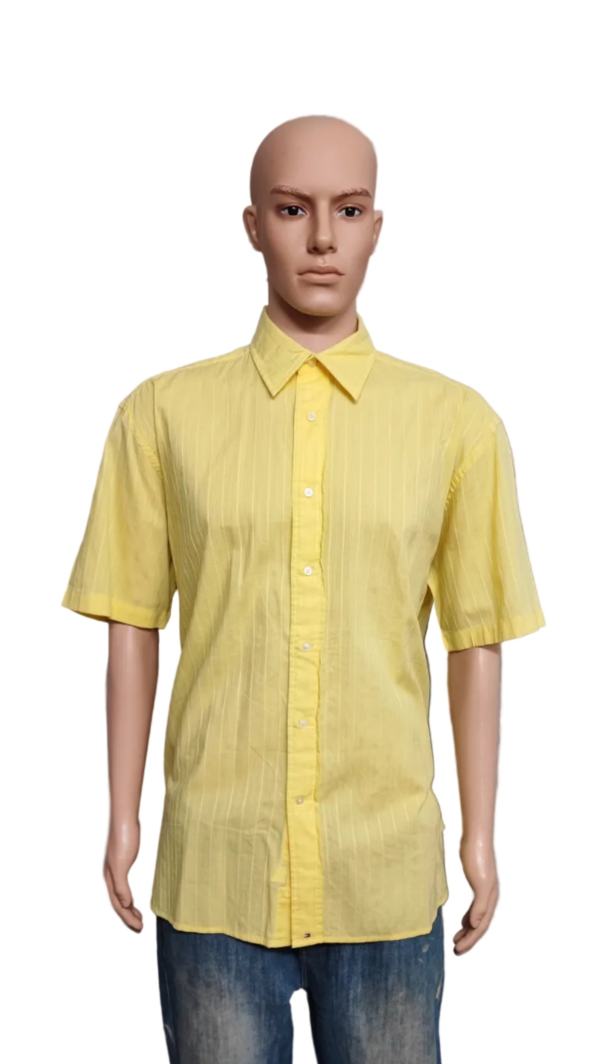 Vintage Tommy Hilfiger Checked Short Sleeve Shirt Yellow Men's Size XL