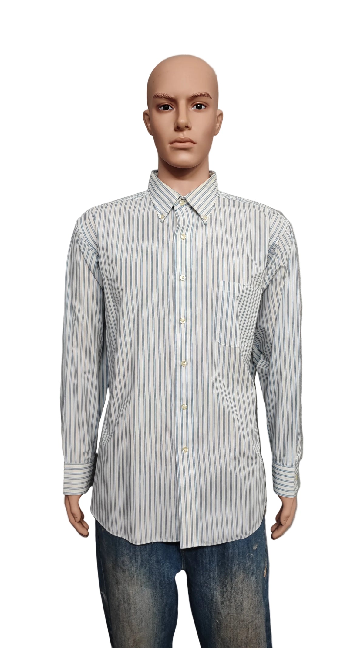 Vintage Chaps Striped Long Sleeve Shirt Sky Blue White Men's Size XXL
