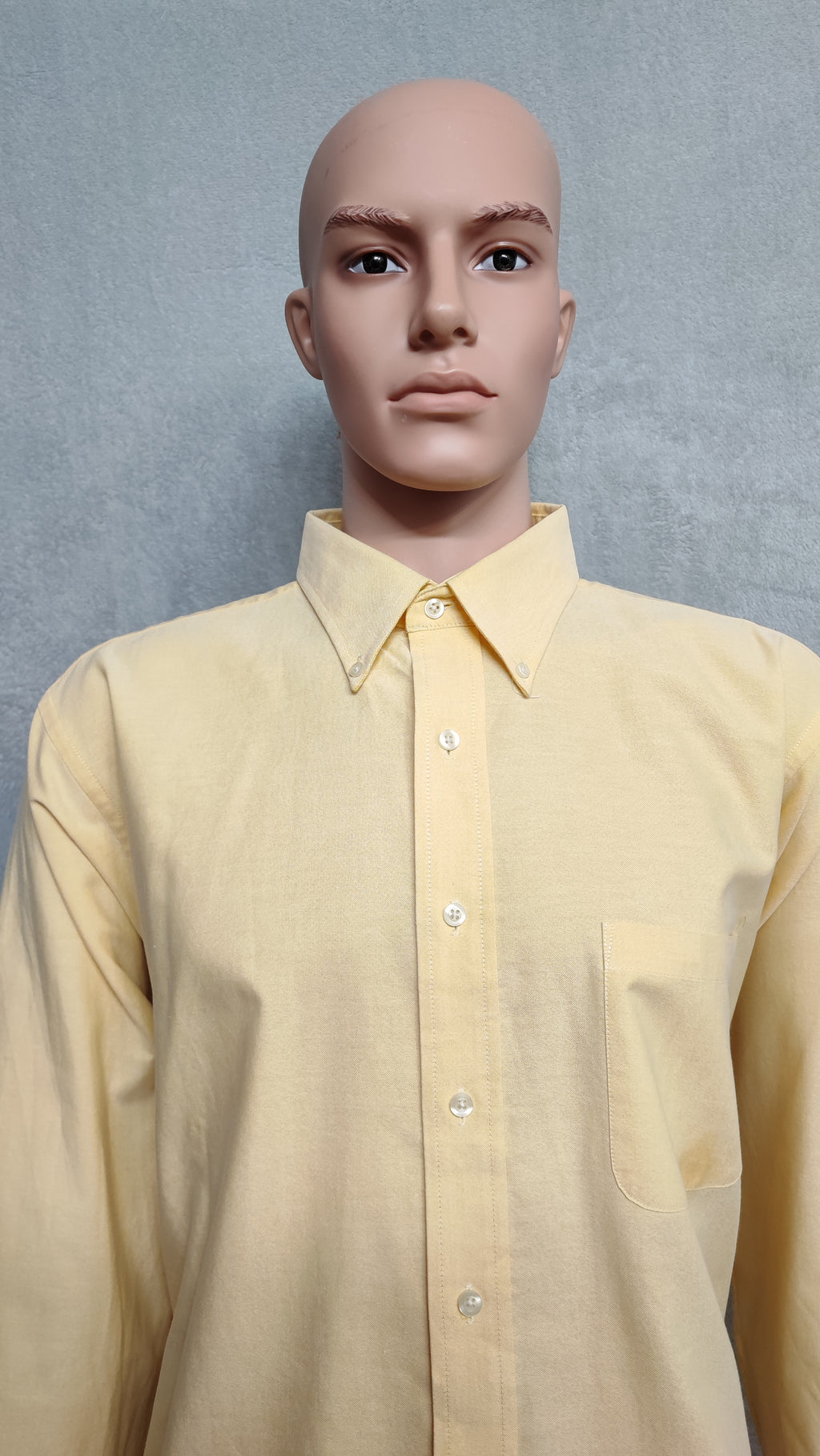Vintage Chaps Plain Long Sleeve Button Down Shirt Pale Yellow Men Size XXL