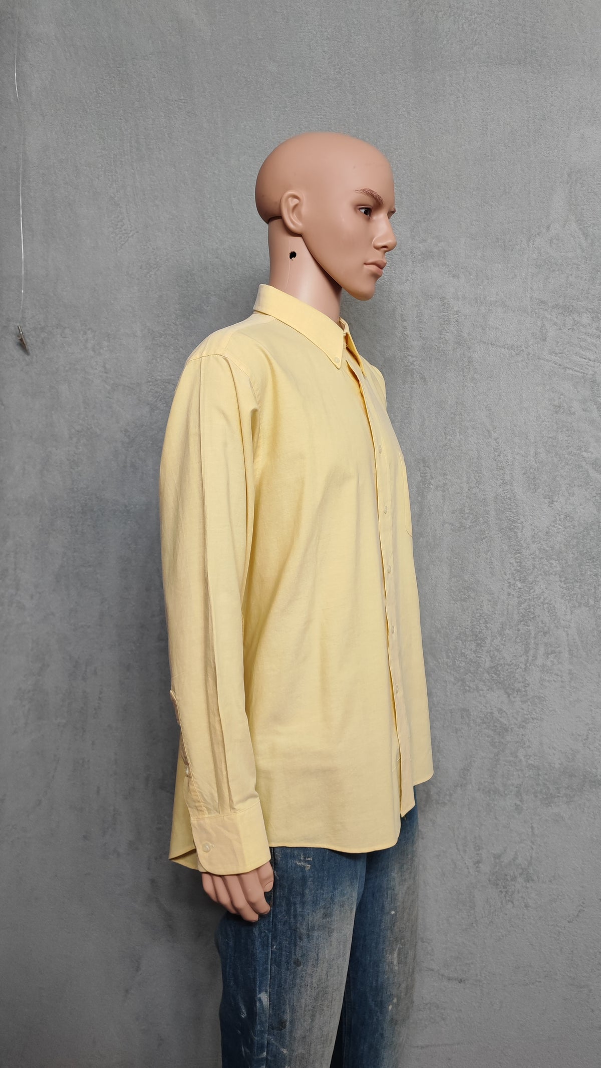 Vintage Chaps Plain Long Sleeve Button Down Shirt Pale Yellow Men Size XXL
