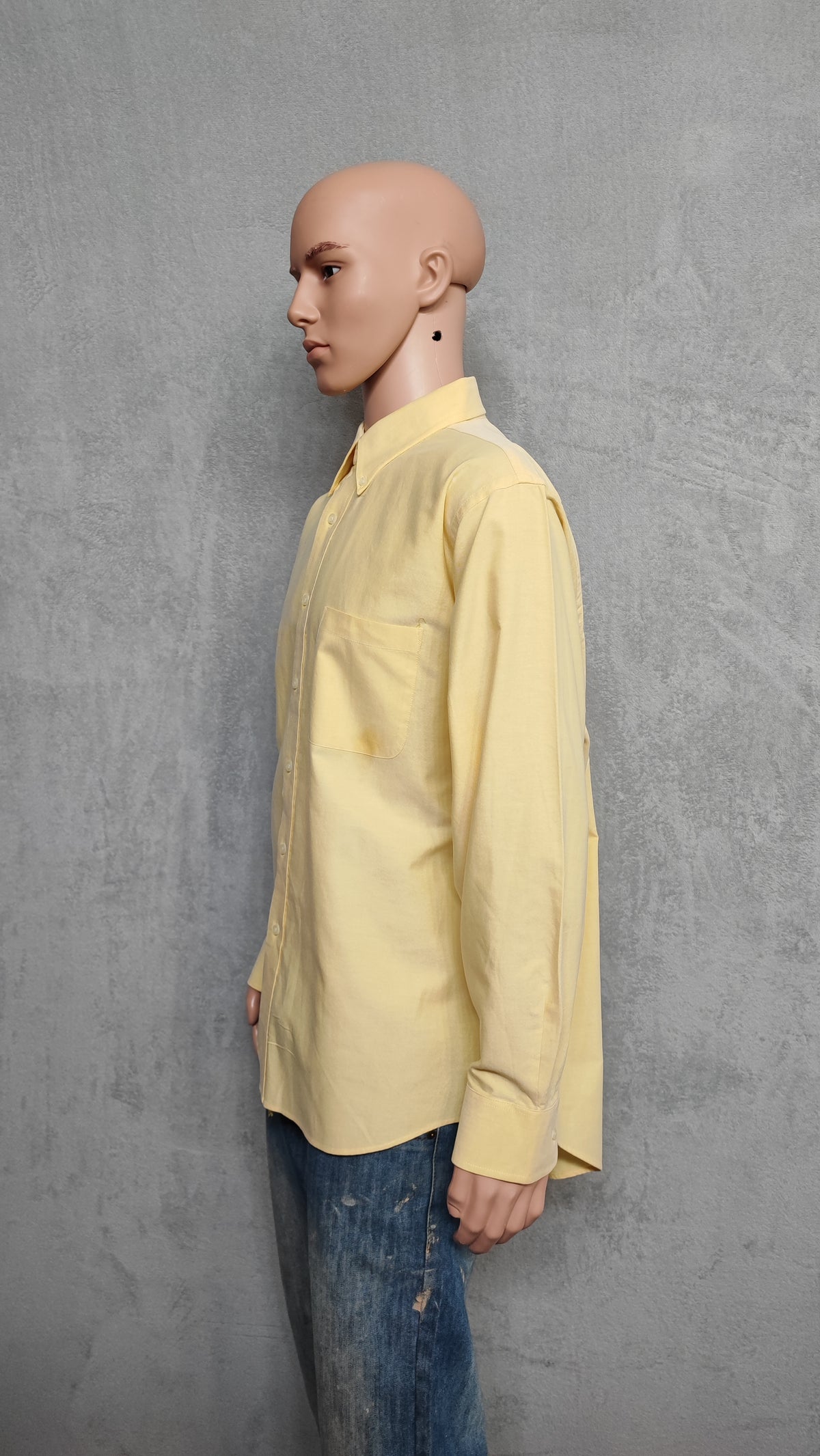 Vintage Chaps Plain Long Sleeve Button Down Shirt Pale Yellow Men Size XXL