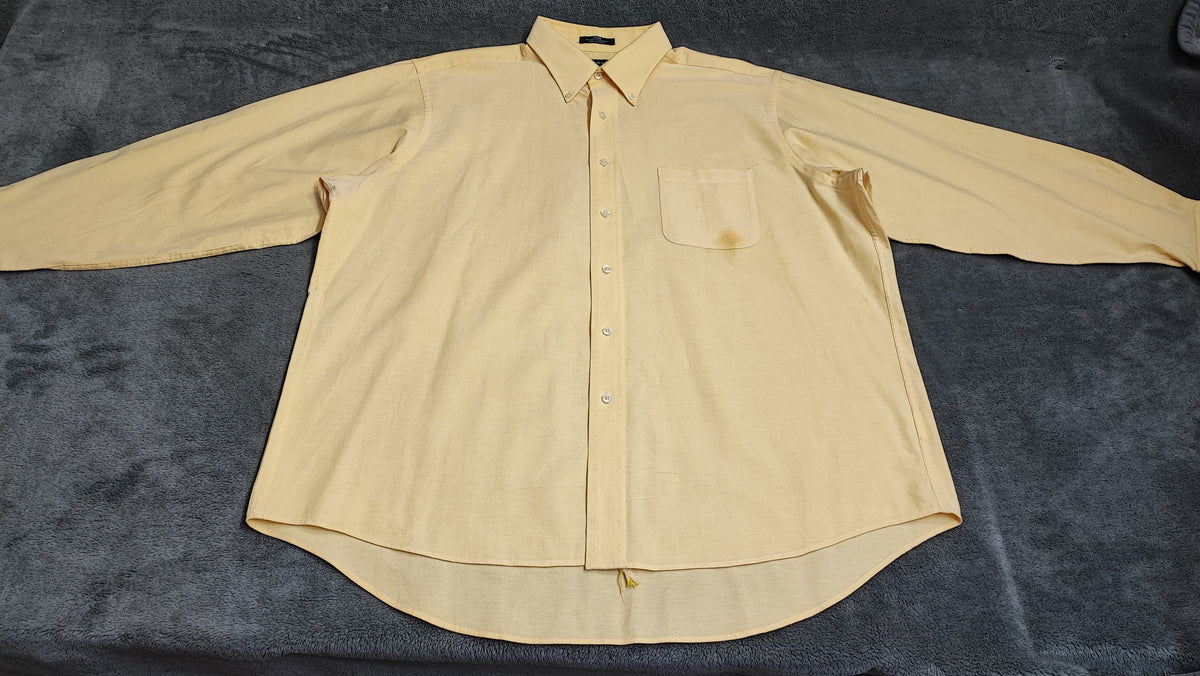 Vintage Chaps Plain Long Sleeve Button Down Shirt Pale Yellow Men Size XXL