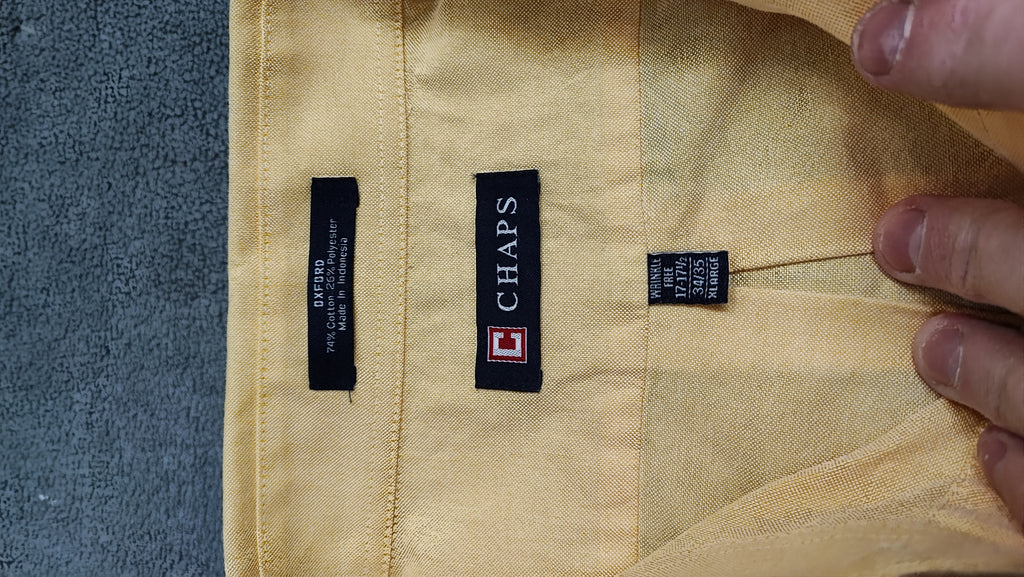 Vintage Chaps Plain Long Sleeve Button Down Shirt Pale Yellow Men Size XXL