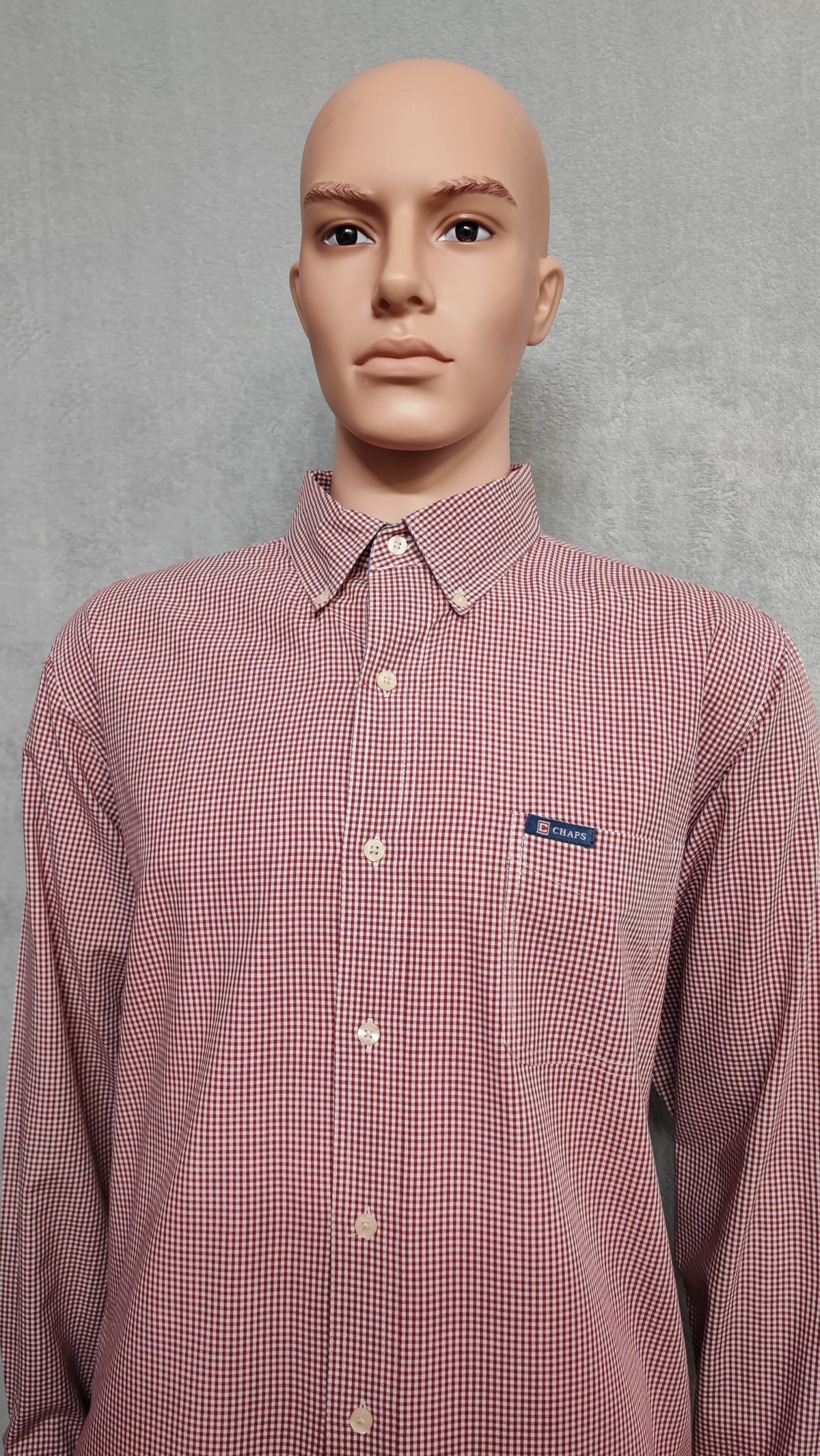 Vintage Chaps Checked Long Sleeve Shirt Red White Men's Size XXL Oversized